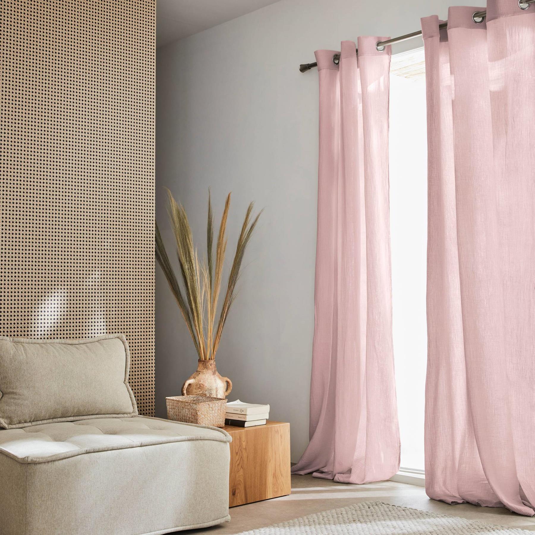 sweeek - Set van 2 katoenen gordijnen, 135x240cm, 8 ogen per gordijn,