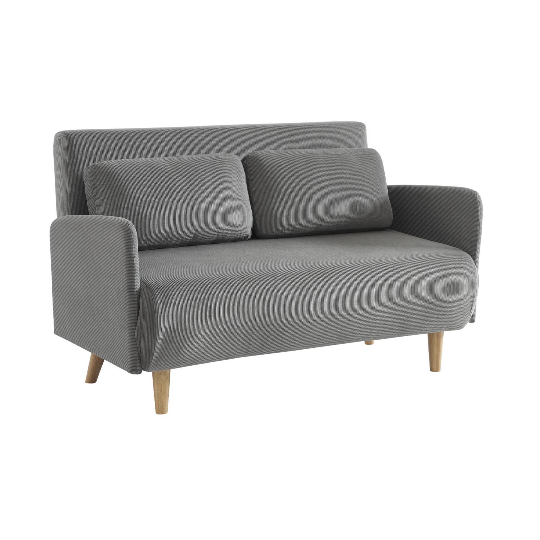 sweeek - 2-zits corduroy slaapbank met houten poten