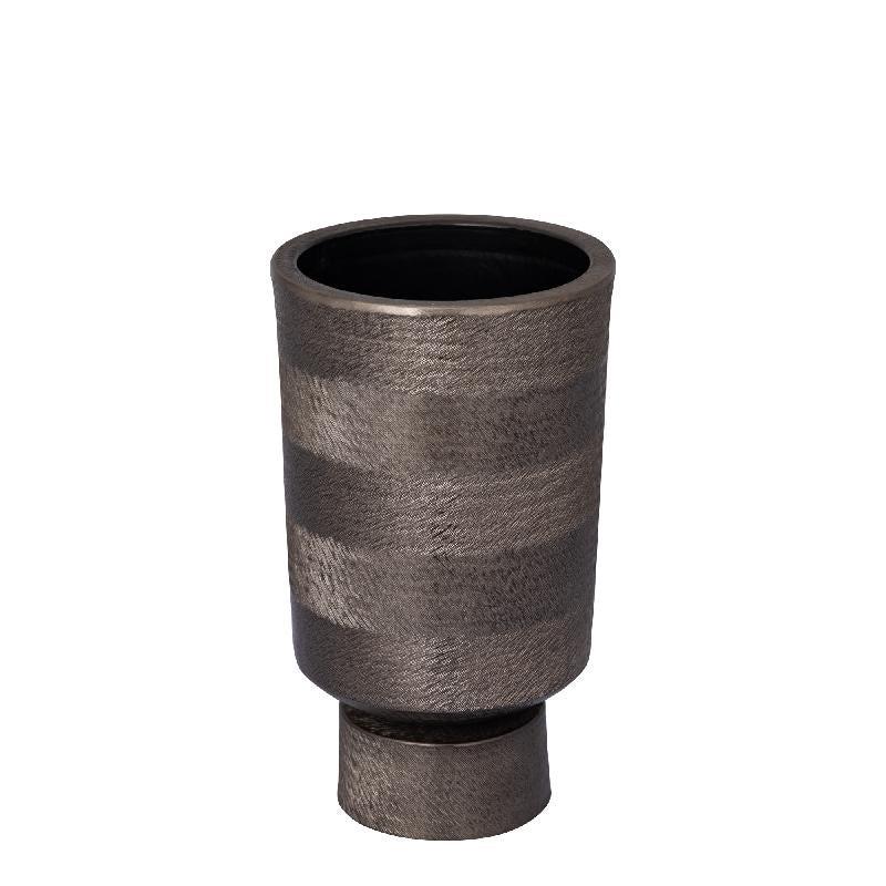 PTMD Bloempot Erga - 24x24x40 cm - Aluminium - Zwart