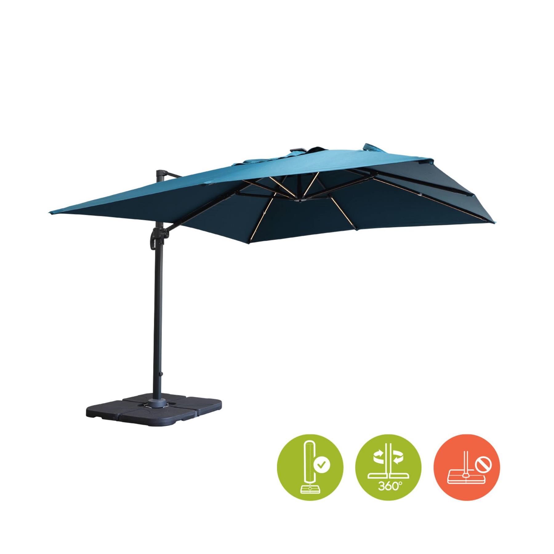 sweeek - Rechthoekige LED parasol 3x3m met hoes