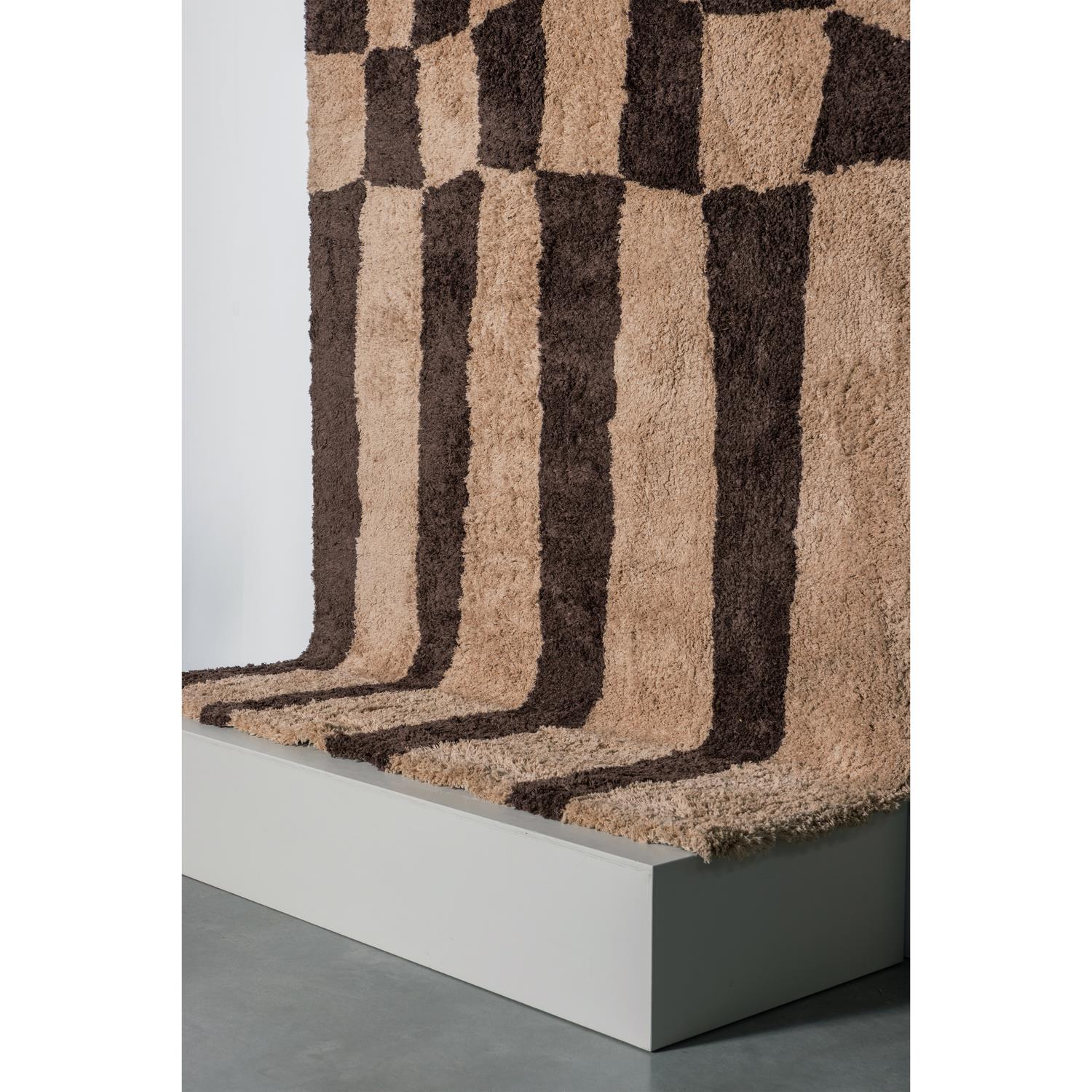 WOOOD vloerkleed grafisch dessin Fafa - Wol|Katoen - Bruin - 200x300cm