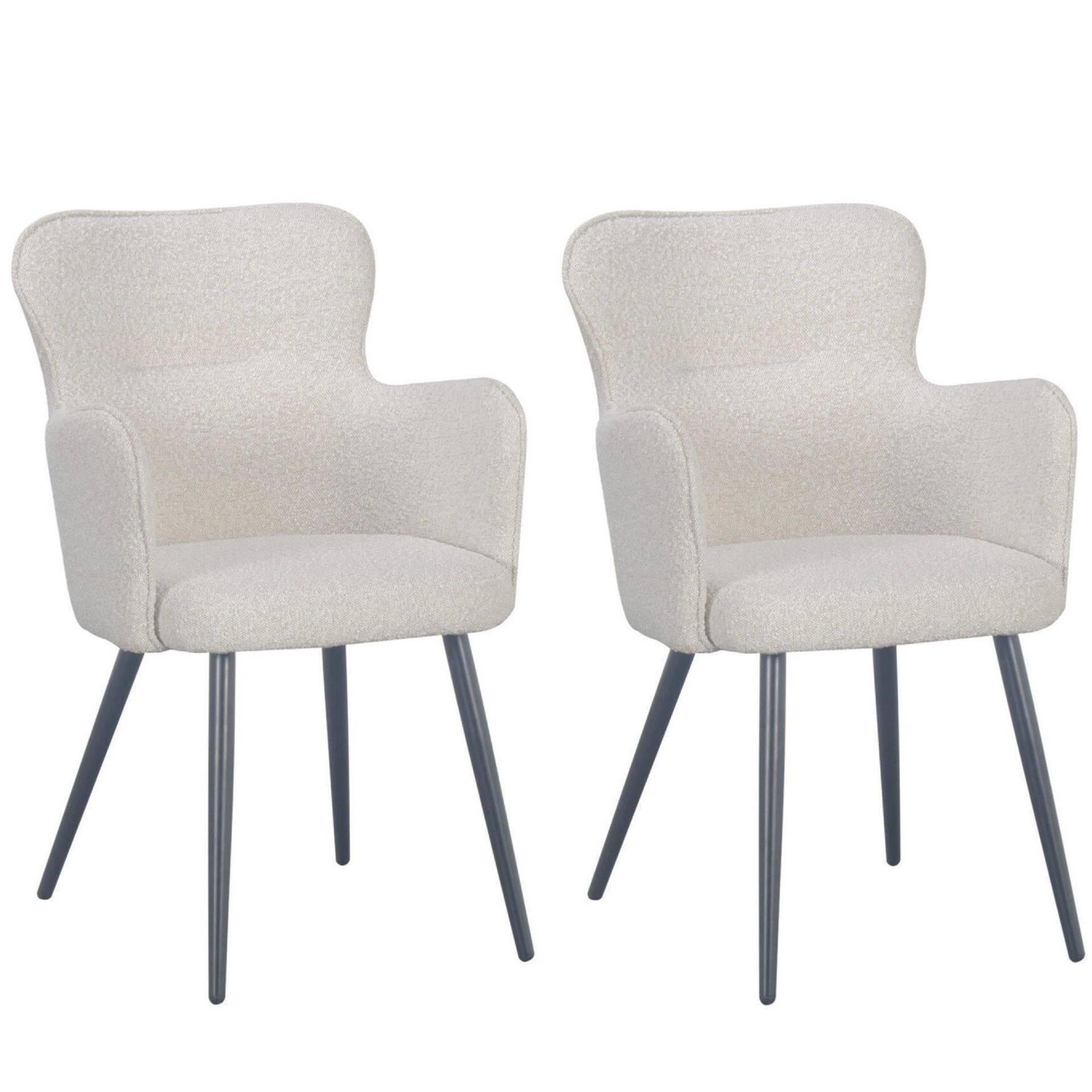 Pole to Pole Wing Eetkamerstoel - Bouclé - Parel Wit - Set van 2