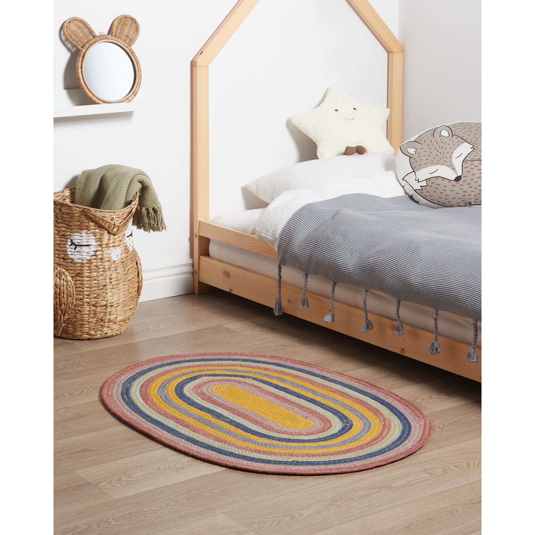 Beliani-PEREWI-Laagpolig vloerkleed-Meerkleurig-70 x 100 cm-Jute