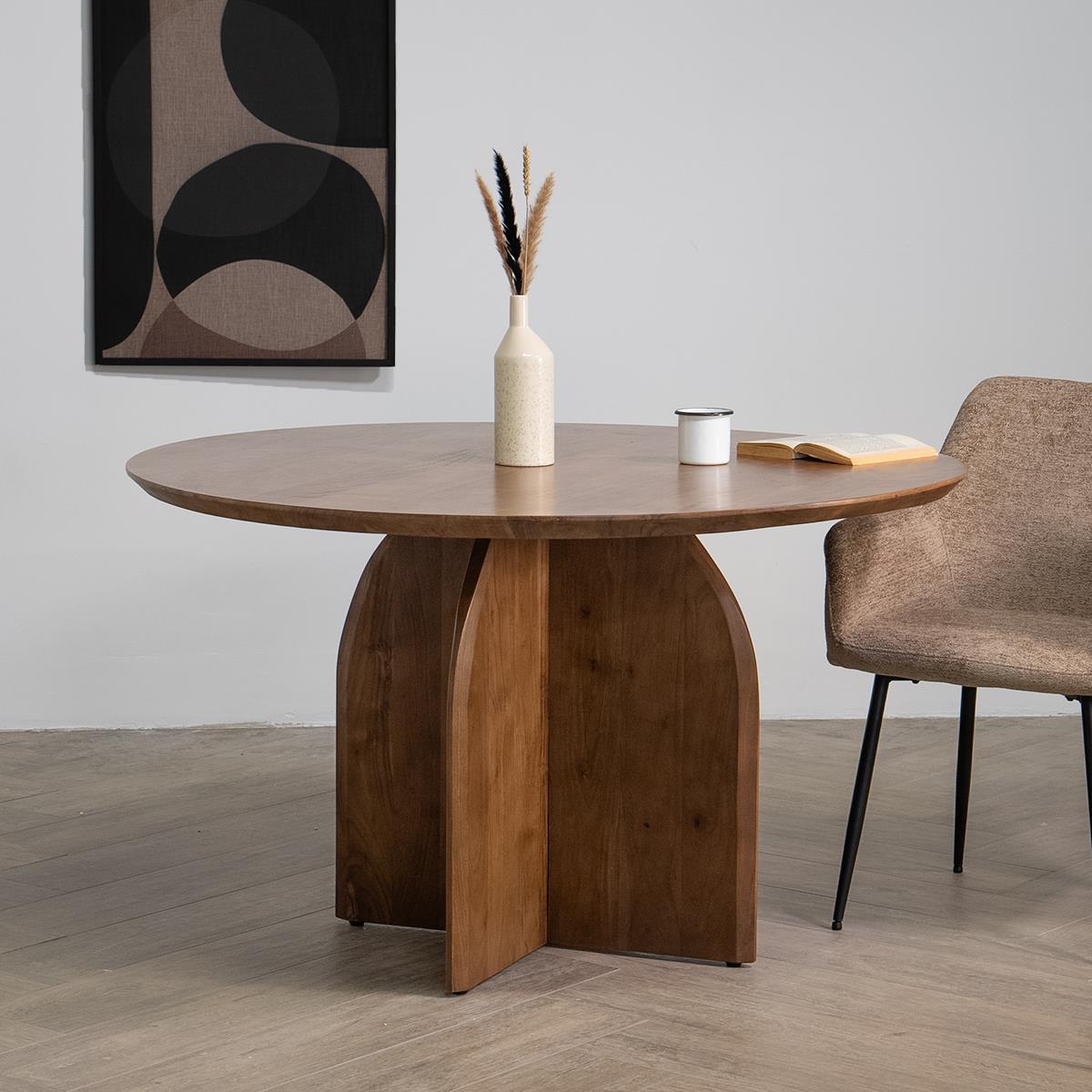 Giga Meubel - Eettafel Rond Ø130cm - Bruin Acaciahout - Danae