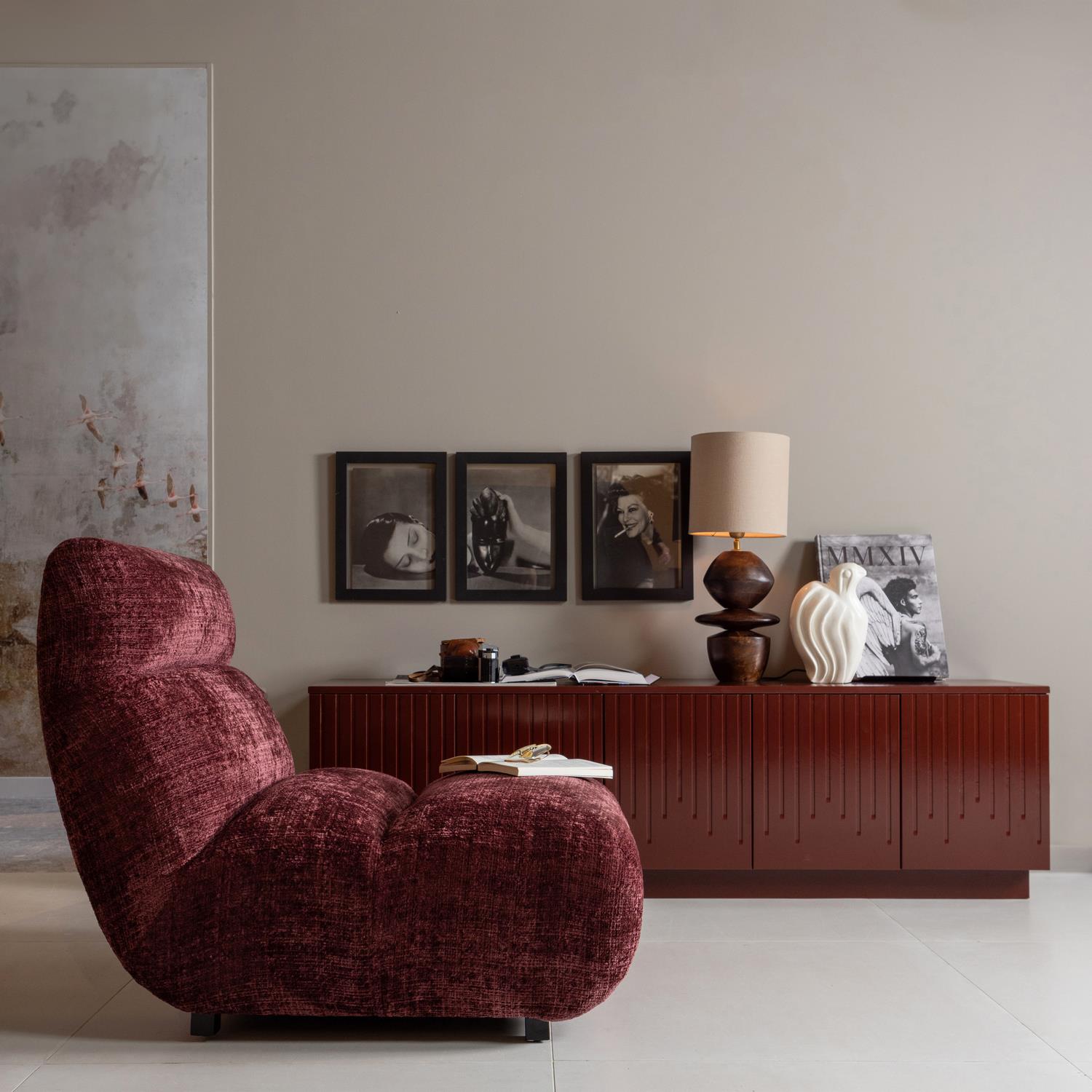 BePureHome Pencil TV Meubel - Grenen - Merlot Gloss - 52x180x40