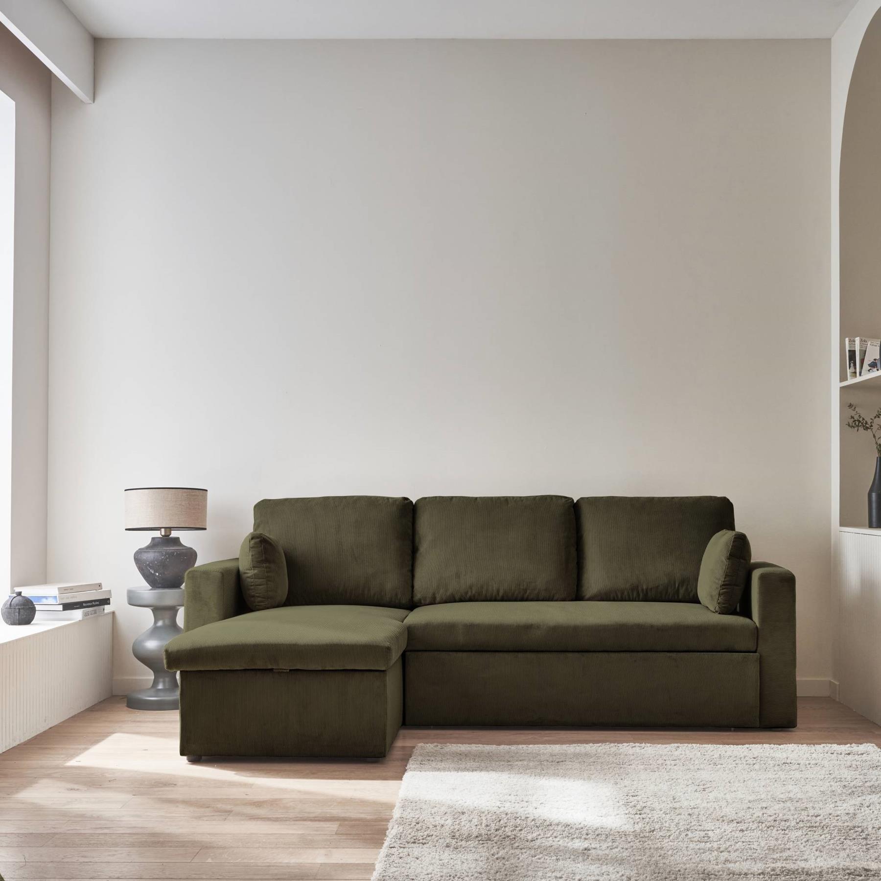 sweeek - Corduroy hoekslaapbank, 3-zits