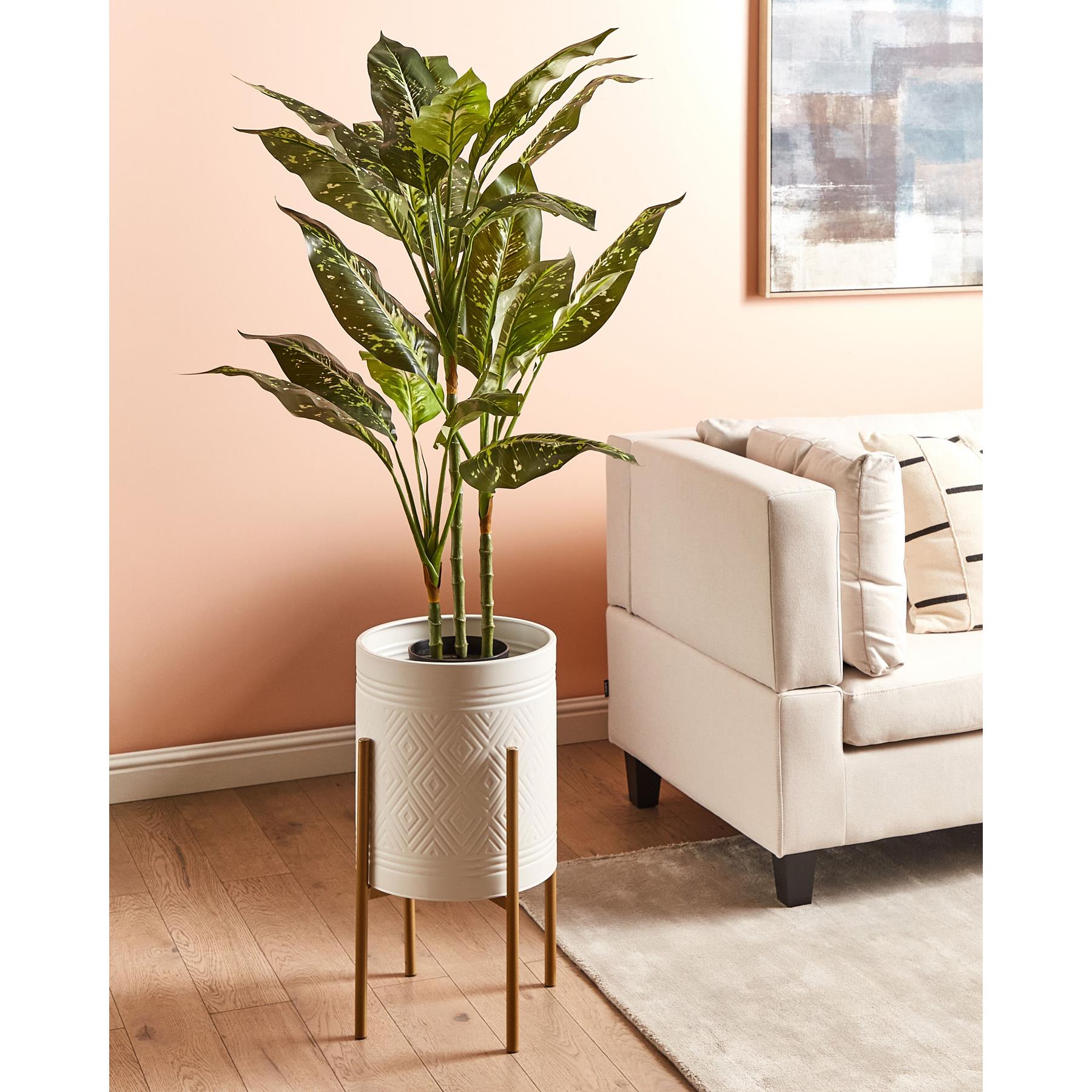 Beliani - ASTILLBE - Bloempot - Wit - 31 x 31 x 58 cm - Metaal