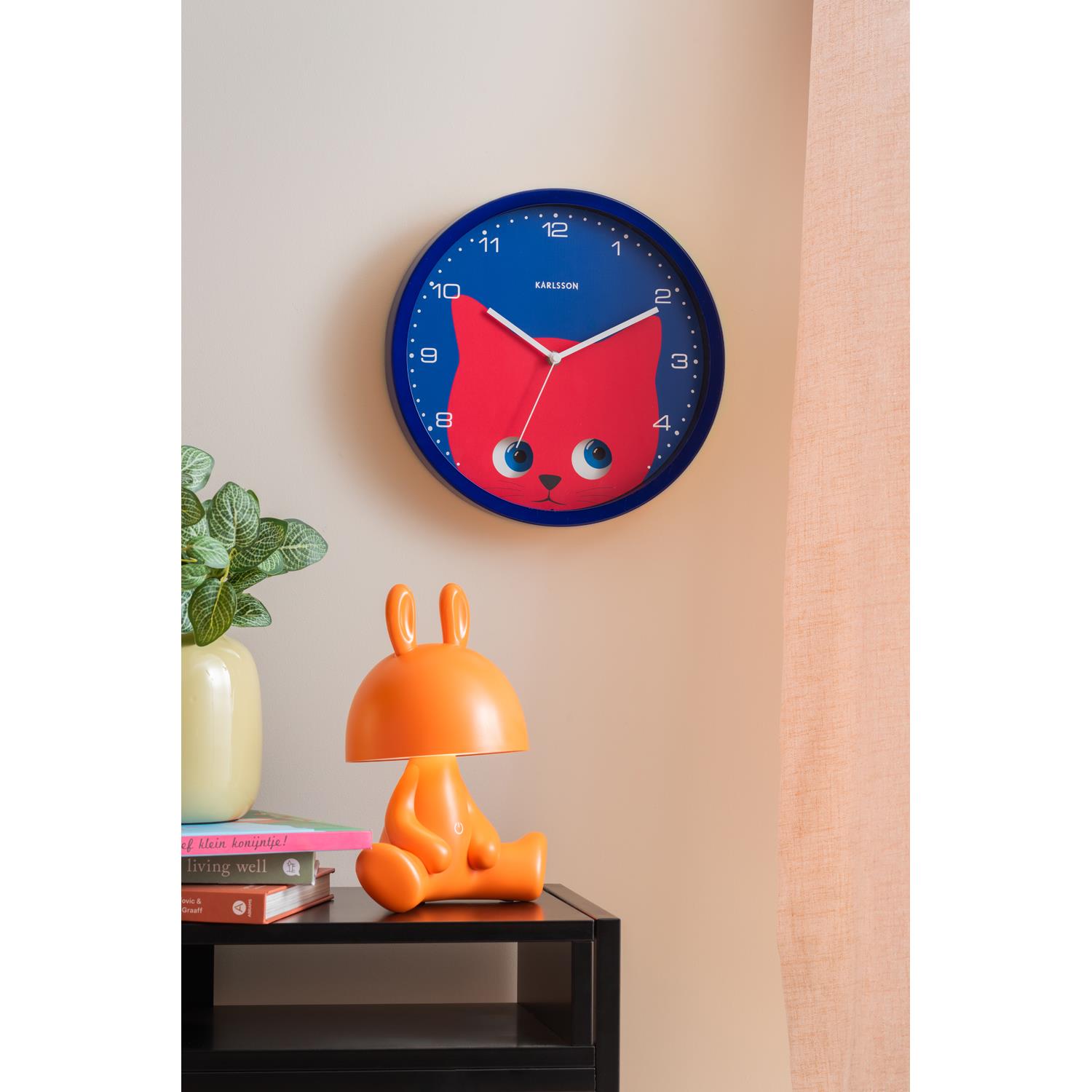 Karlsson - Wall Clock Peekaboo Cat