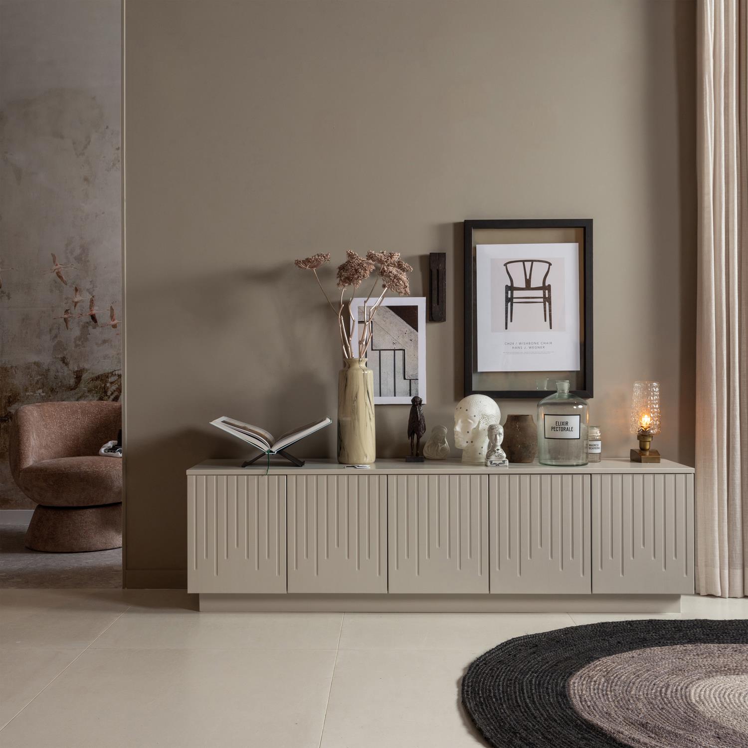 BePureHome Pencil TV-Meubel - Grenen - Mist - 52x180x40