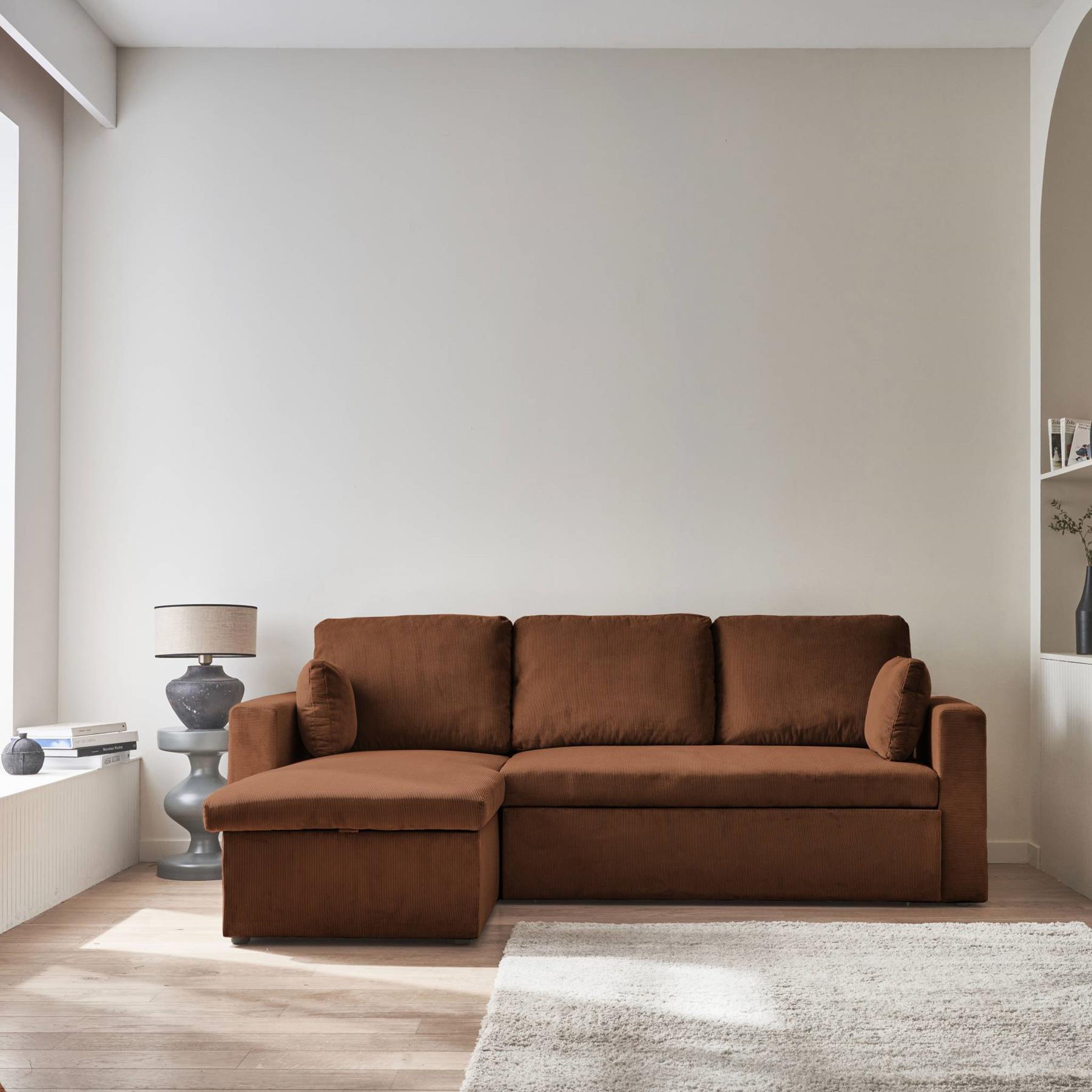 sweeek - Corduroy hoekslaapbank, 3-zits