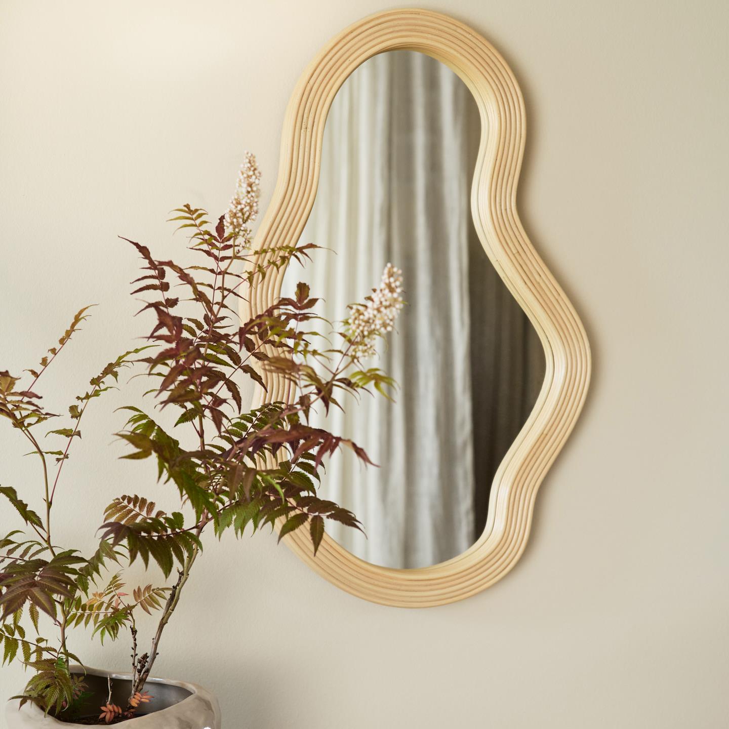 ferm LIVING Pond Spiegel - Medium - Rattan Frame