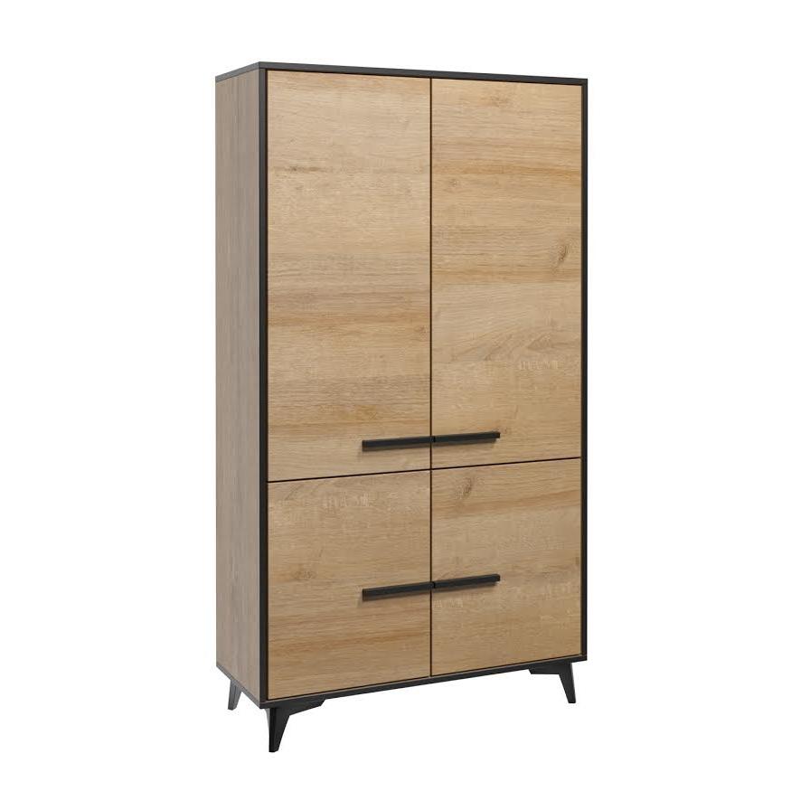 Meubella Opbergkast Frey - Licht eiken - Zwart - 91 cm