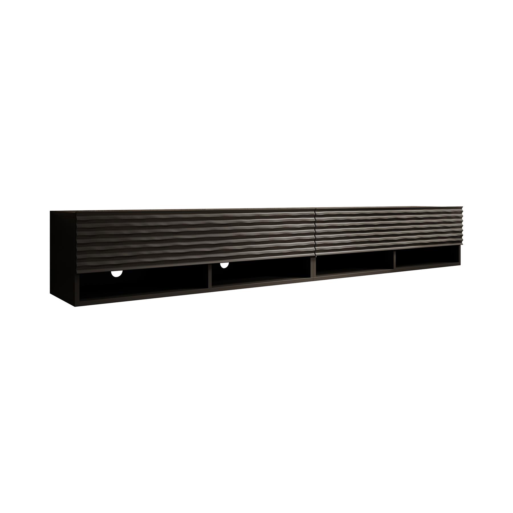 Meubella TV-Meubel Asino - Wave - Mat zwart  - 200 cm