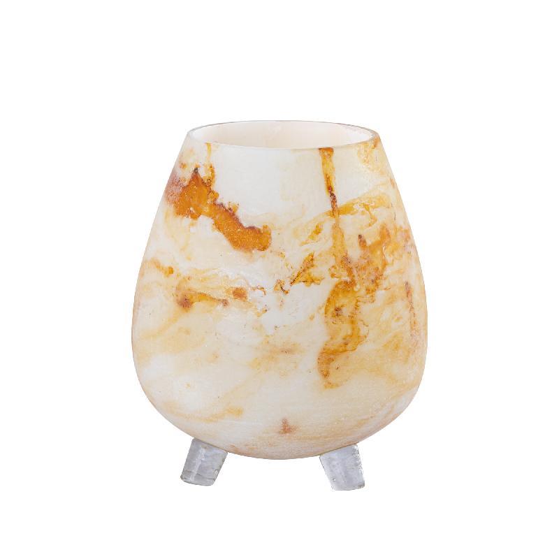 PTMD Windlicht Jamillia - 19x19x21 cm - Glas - Geel