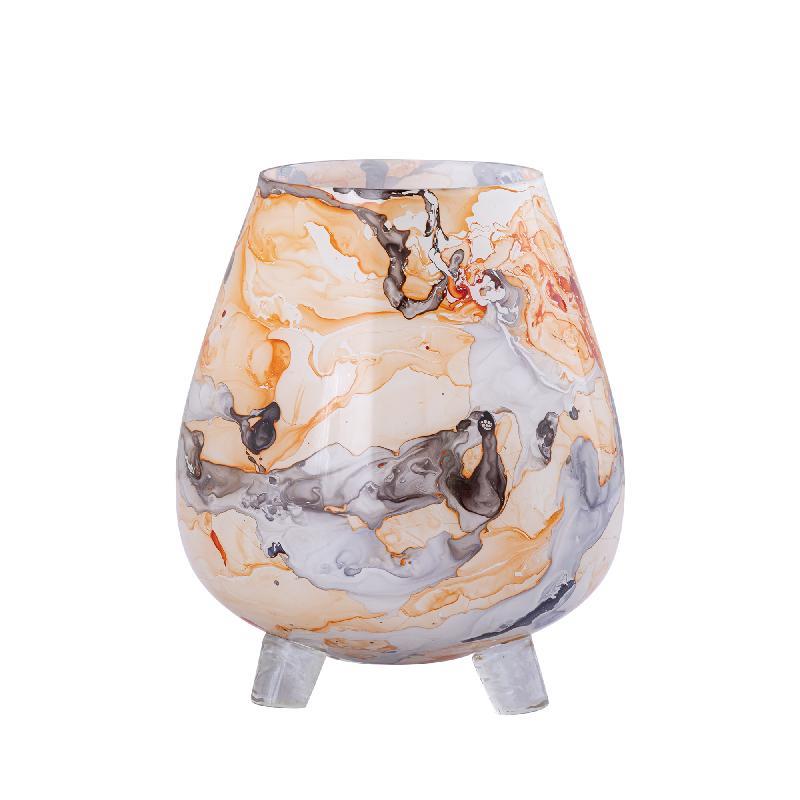 PTMD Windlicht Jamillia - 17x17x19 cm - Glas - Oranje