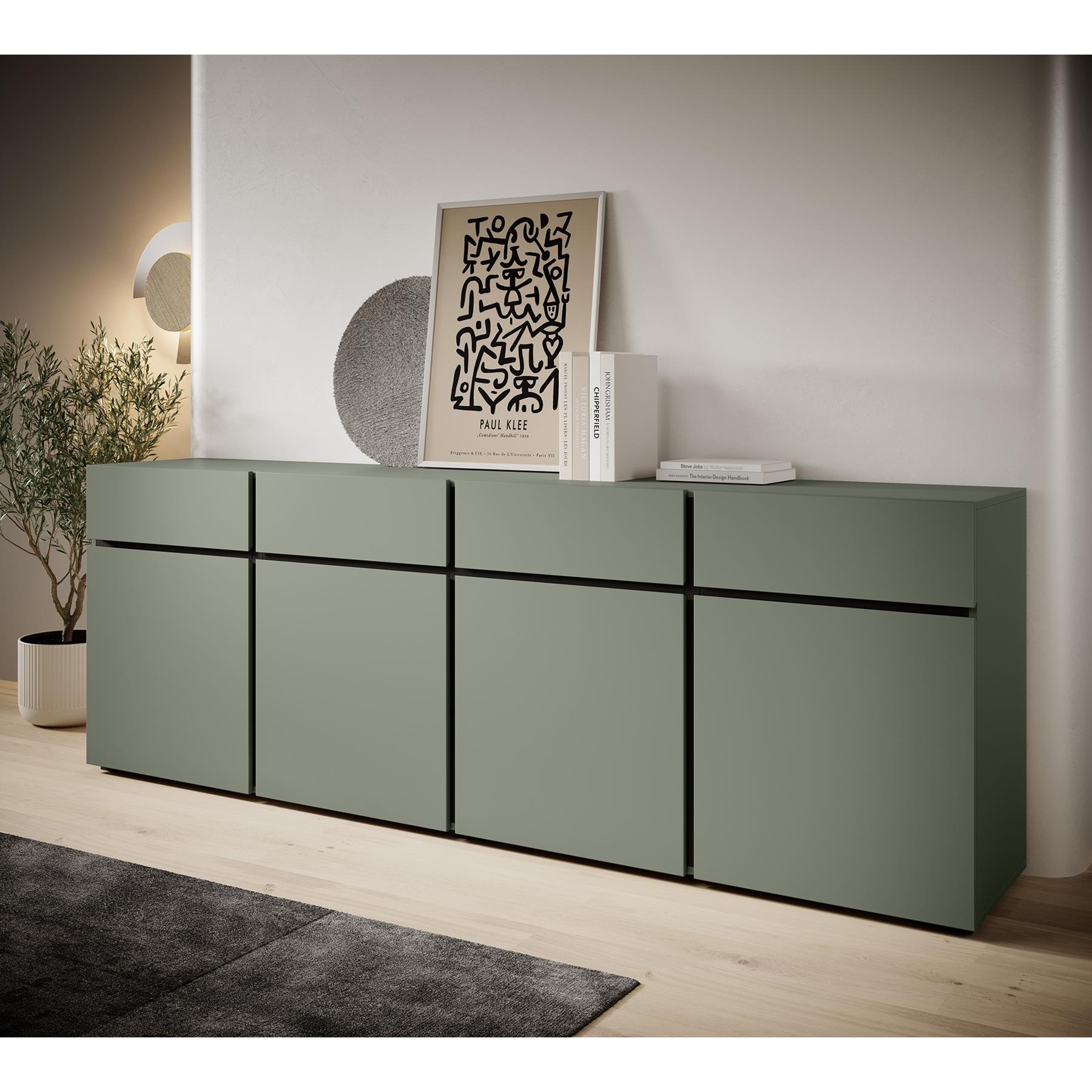 Meubella Dressoir Cainan - Groen - 225 cm