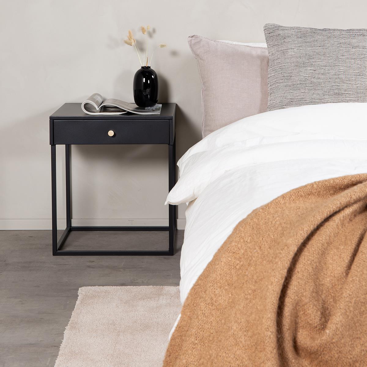 Nest living Lewis Metalen Nachtkastje met Lade - Zwart