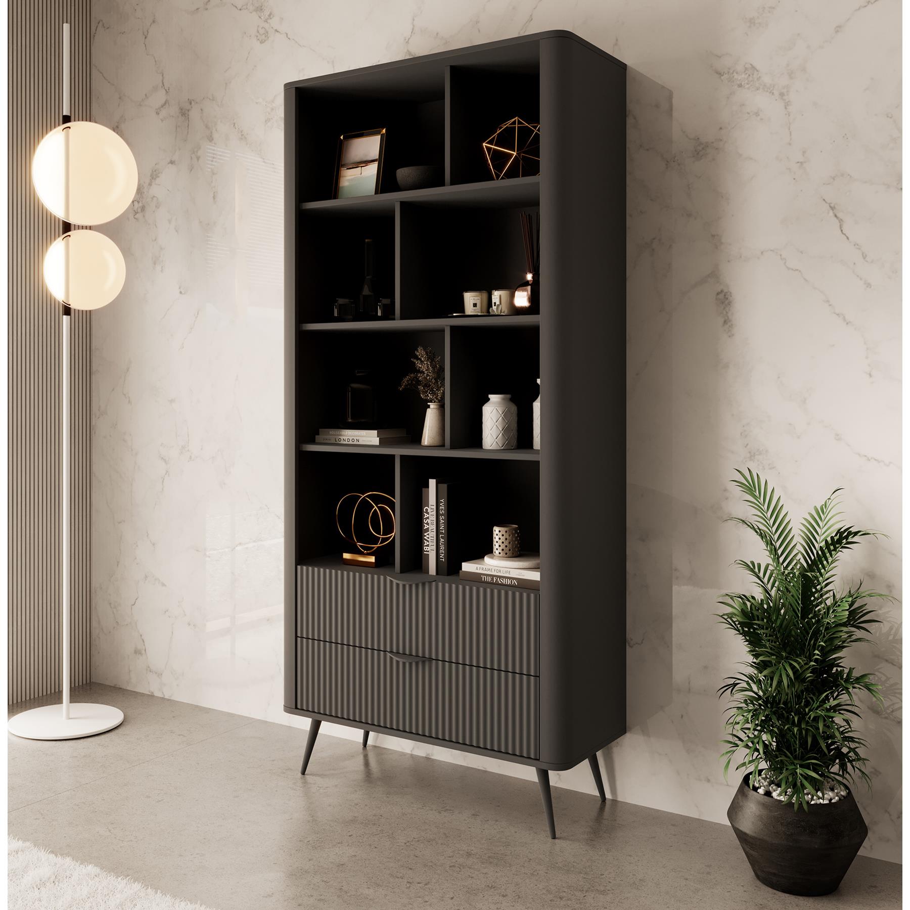 Meubella Boekenkast Lima - Zwart - 88 cm