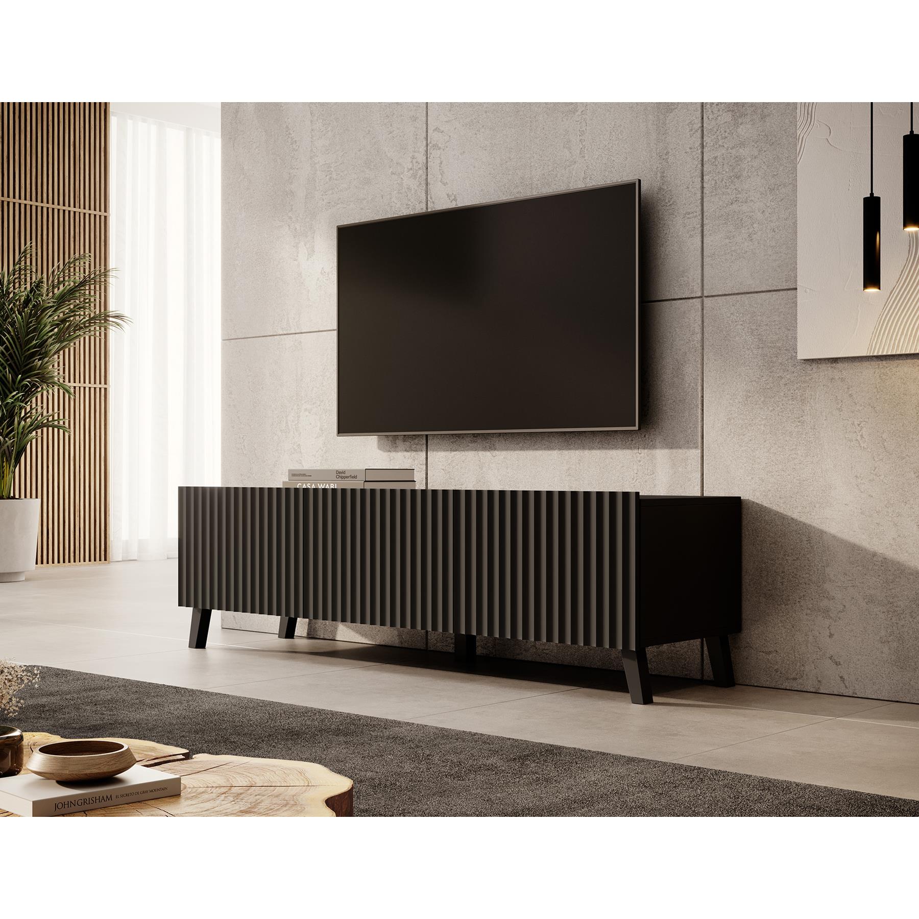 Meubella TV-Meubel Pepinos 2 - Mat zwart - 150 cm