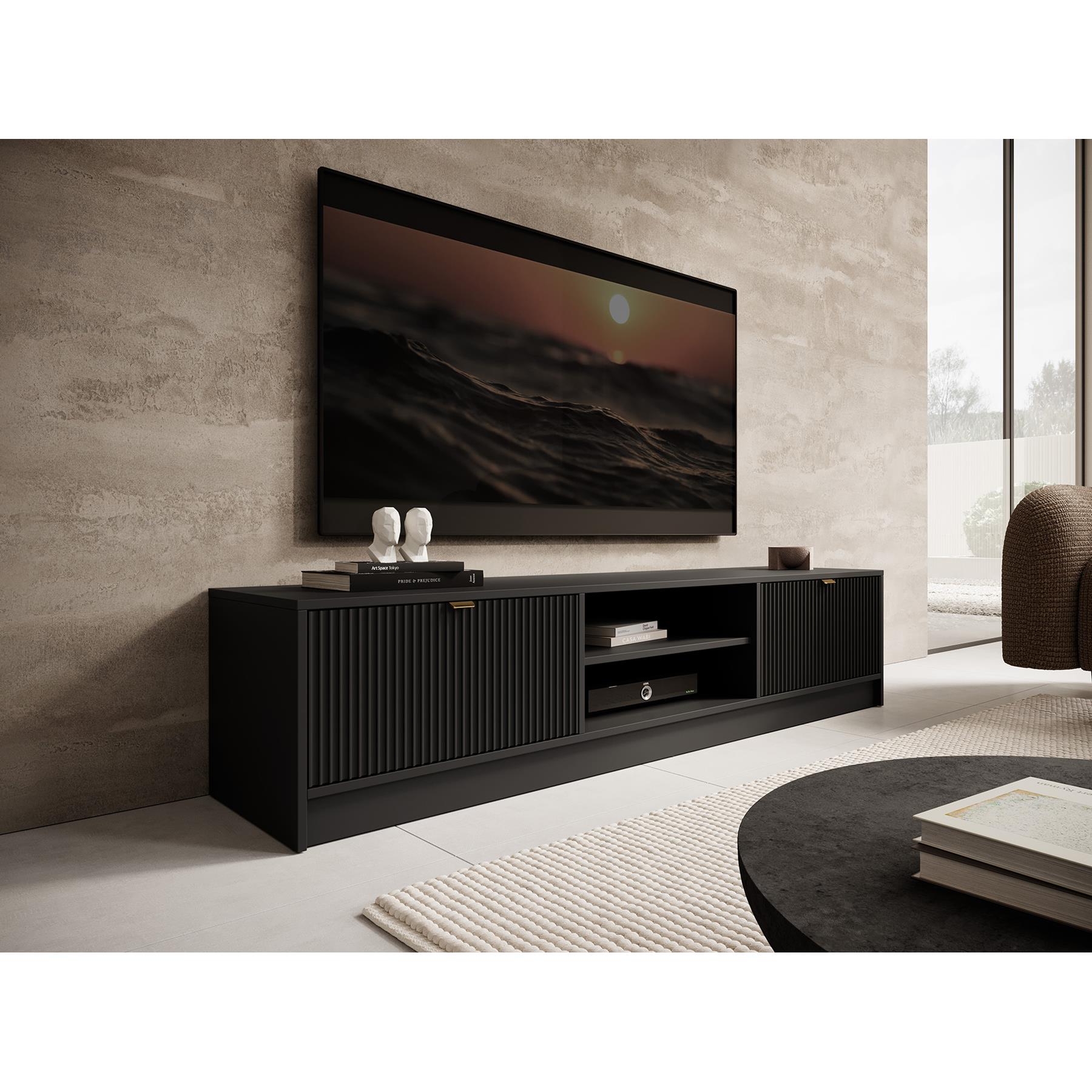 Meubella TV-Meubel Tavares - Zwart - 180 cm