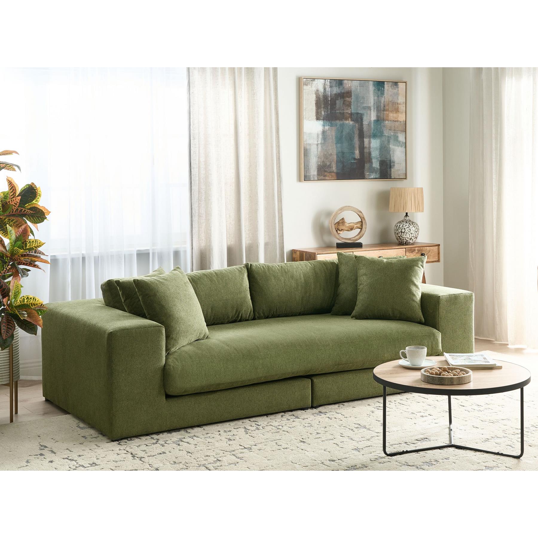 Beliani - GLORVIKA - Driezitsbank - Groen - Polyester