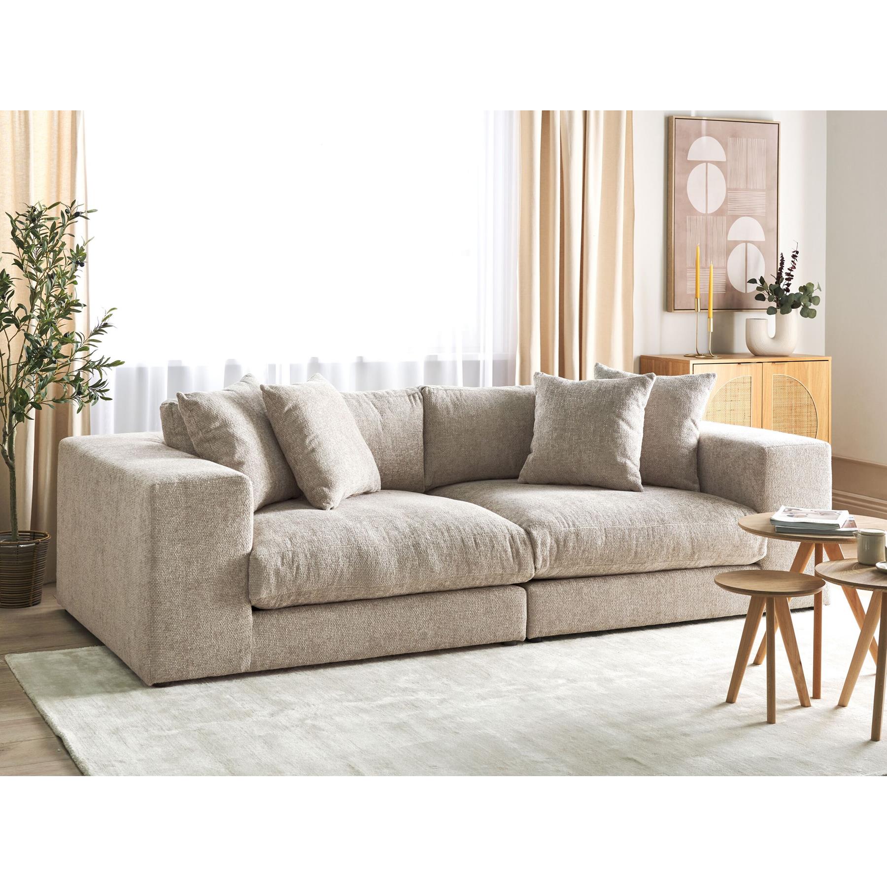 Beliani - GLORVIKA II - Driezitsbank - Taupe - Polyester