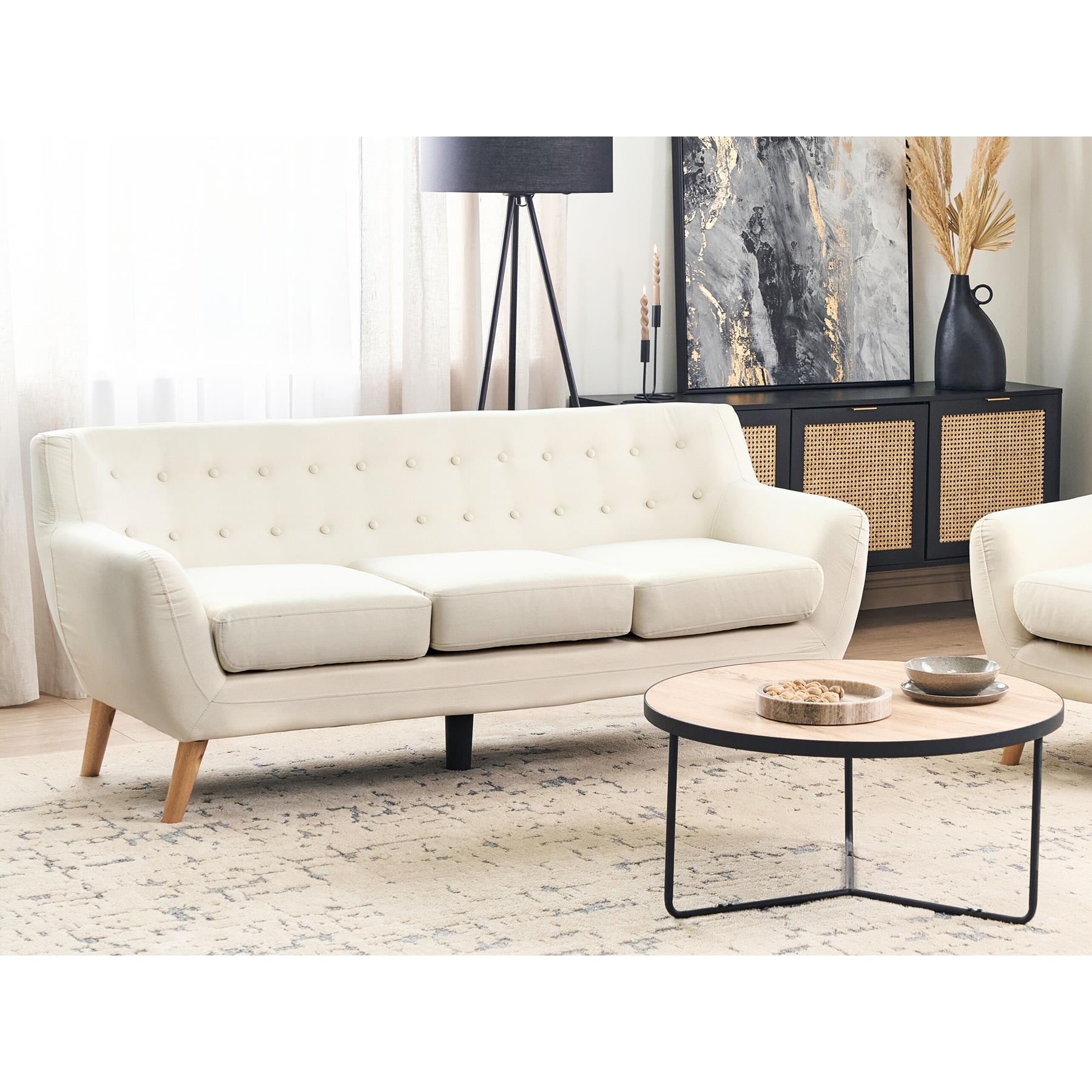Beliani - MOTALA - Driezitsbank - Lichtbeige - Polyester