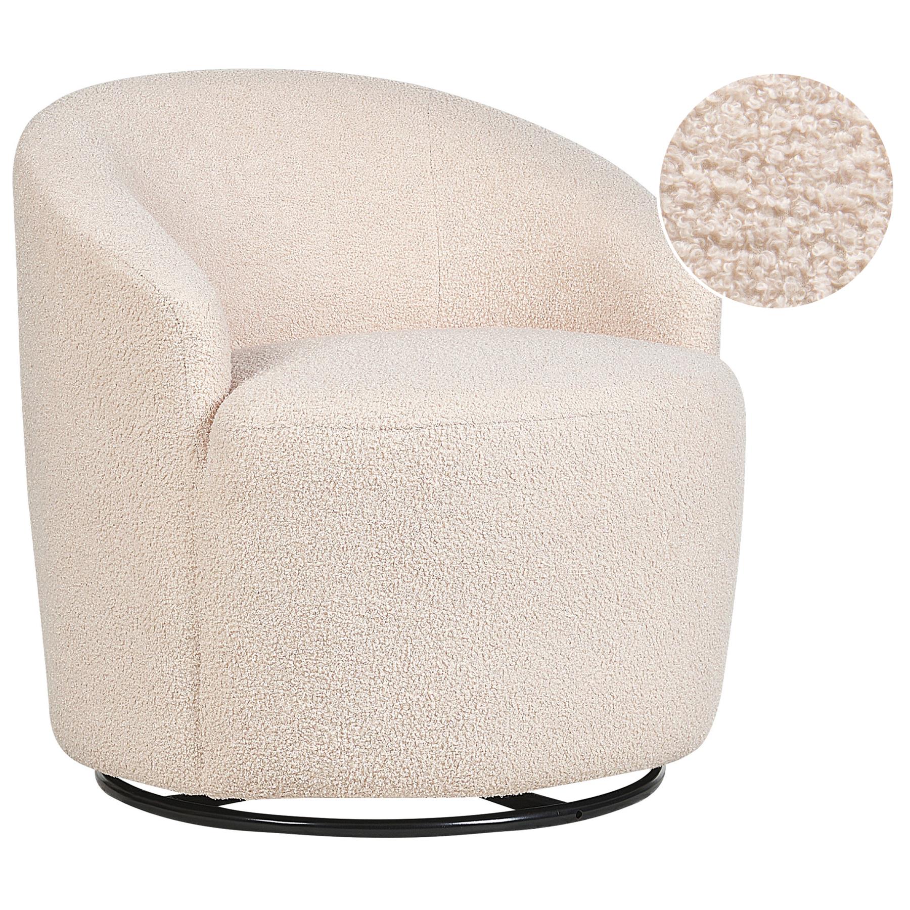Beliani - DAVIK - Fauteuil - Beige|Zwart - Polyester