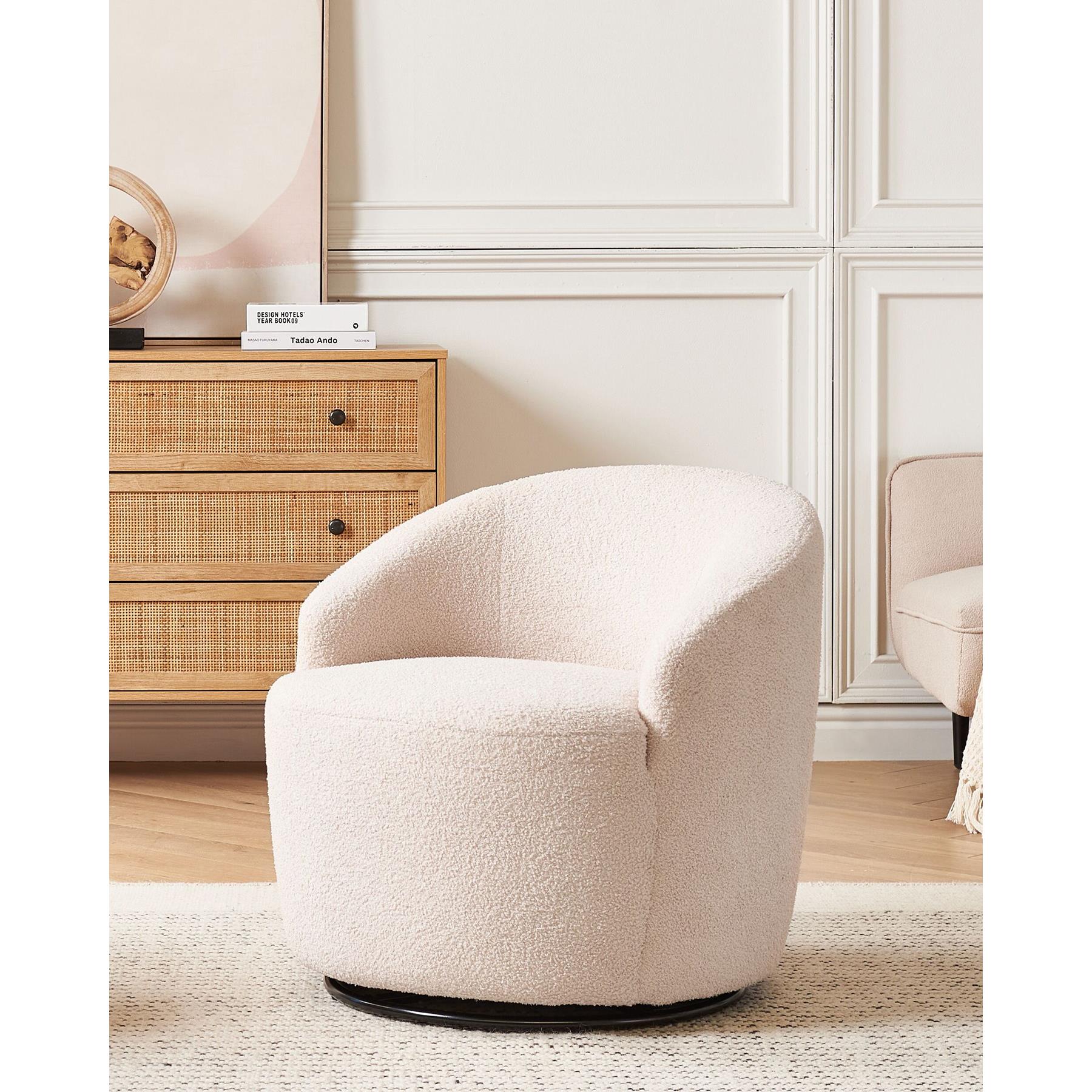 Beliani - DAVIK - Fauteuil - Beige|Zwart - Polyester
