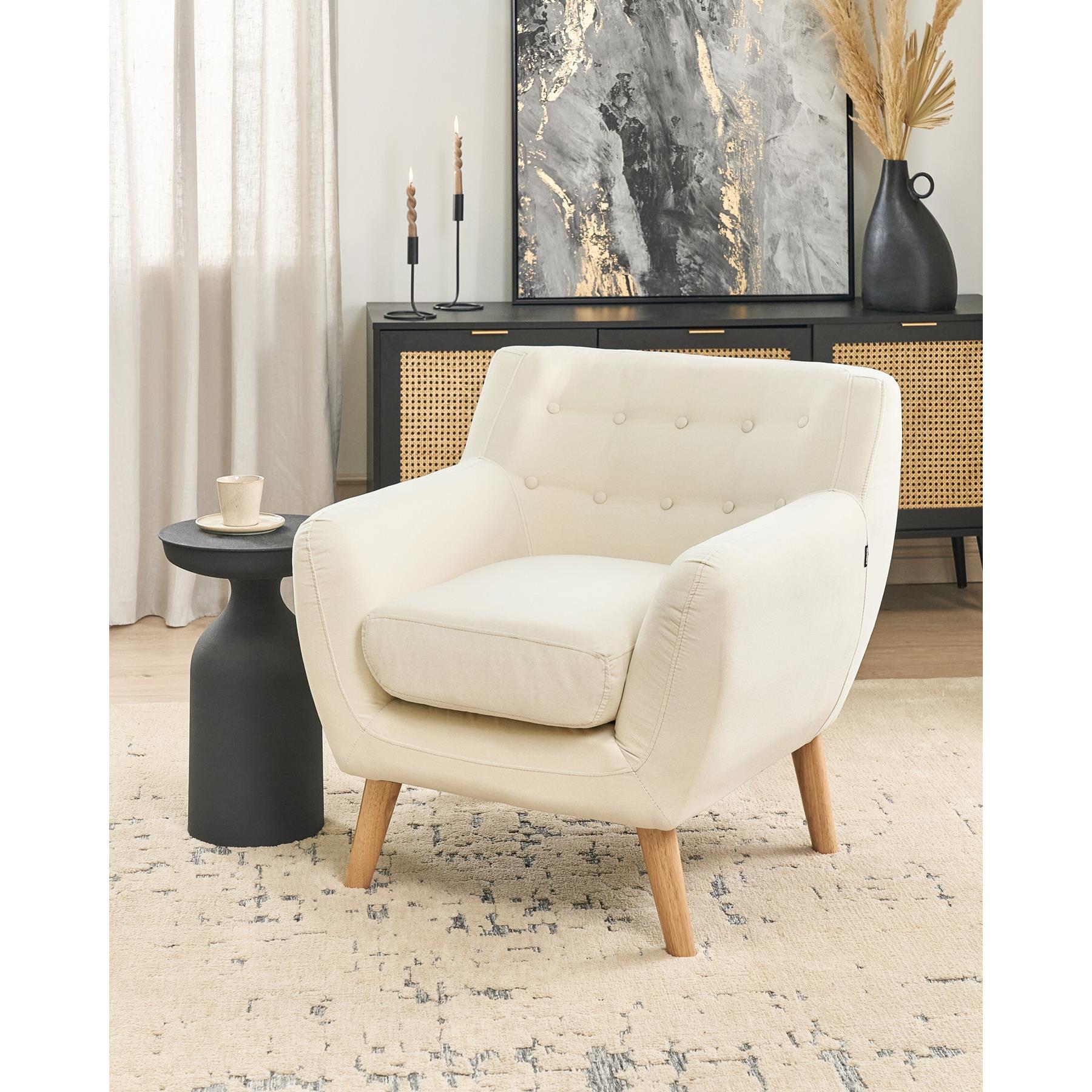 Beliani - MOTALA - Chesterfield fauteuil - Lichtbeige - Polyester
