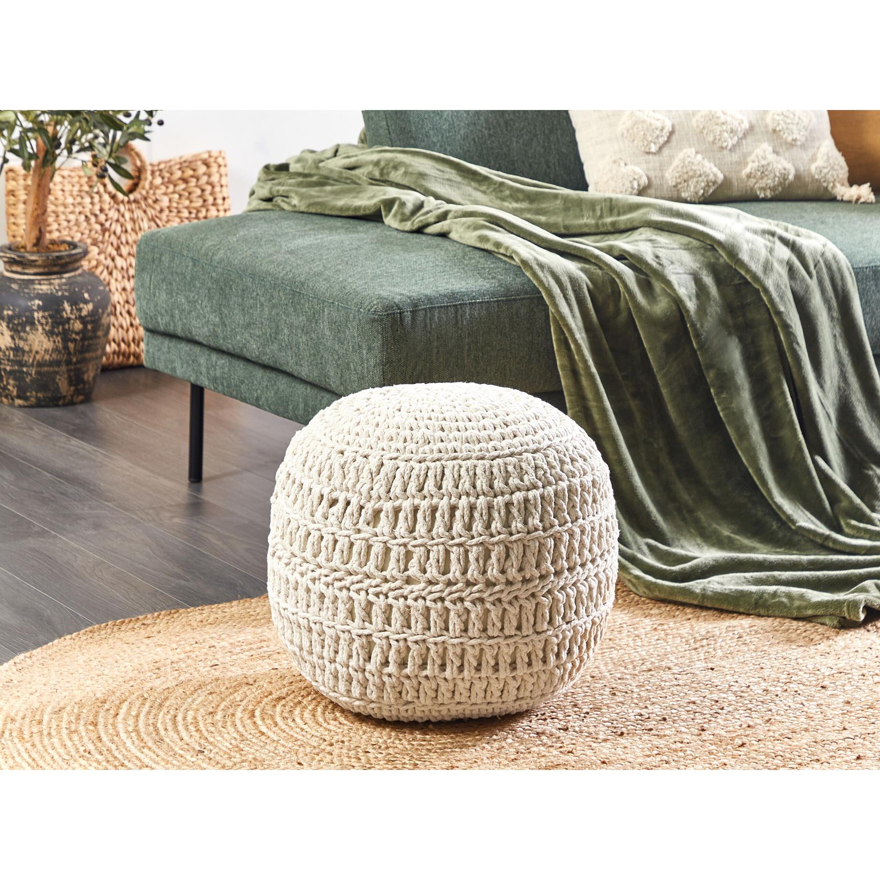 Beliani - ARPATU - Poef - Beige - Katoen