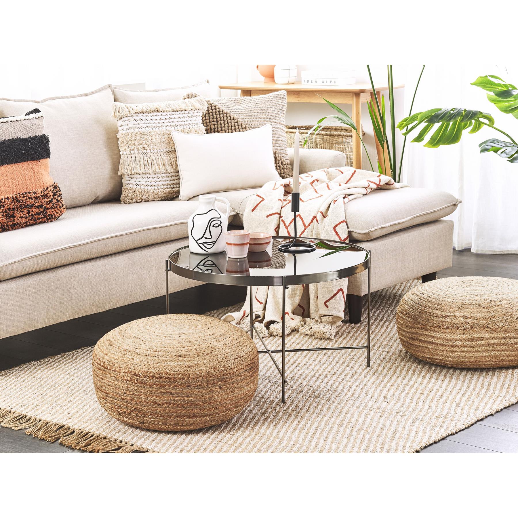 Beliani - TIFELT - Poef - Beige - Jute