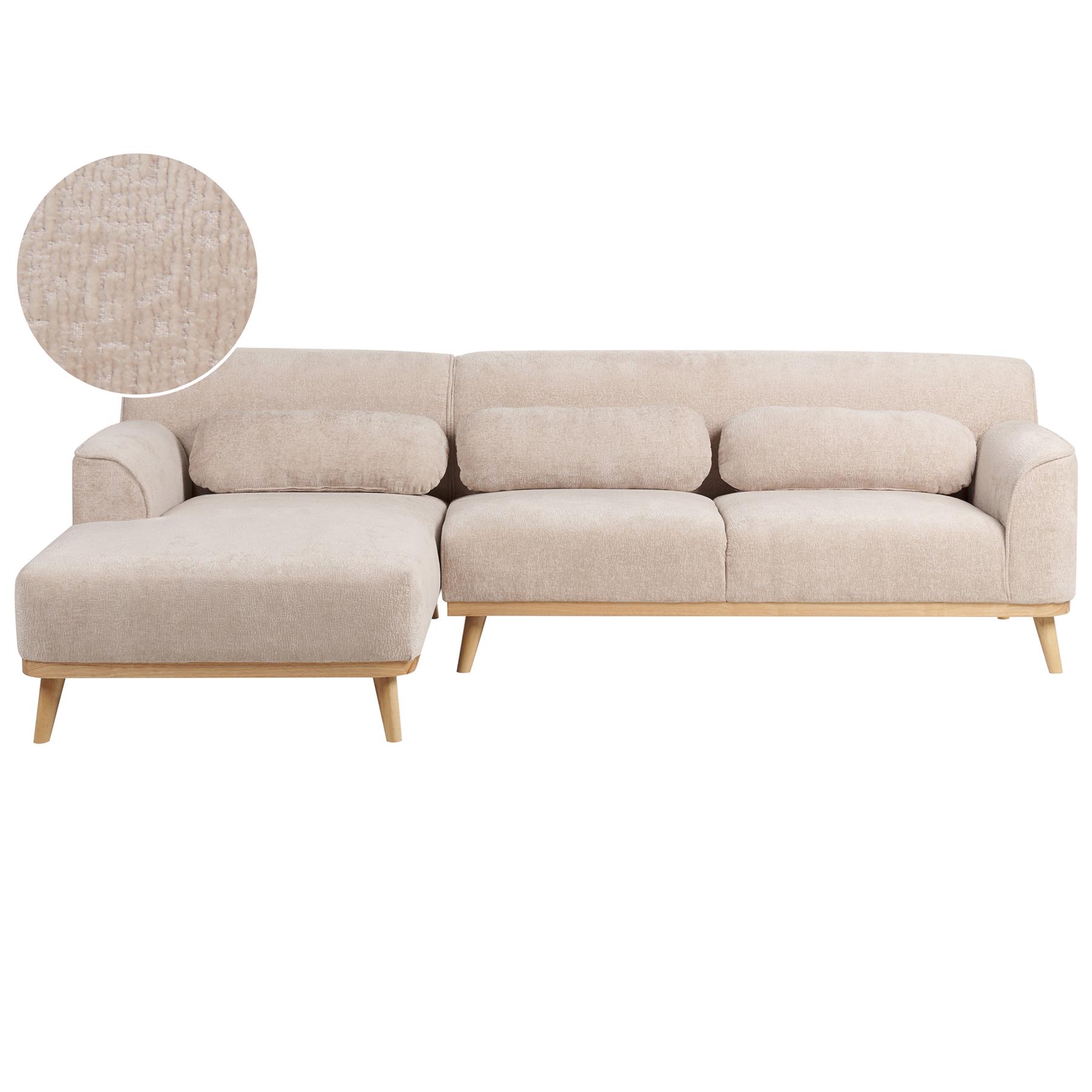 Beliani - SIMOS - Hoekbank - Beige - Rechtszijdig - Chenille