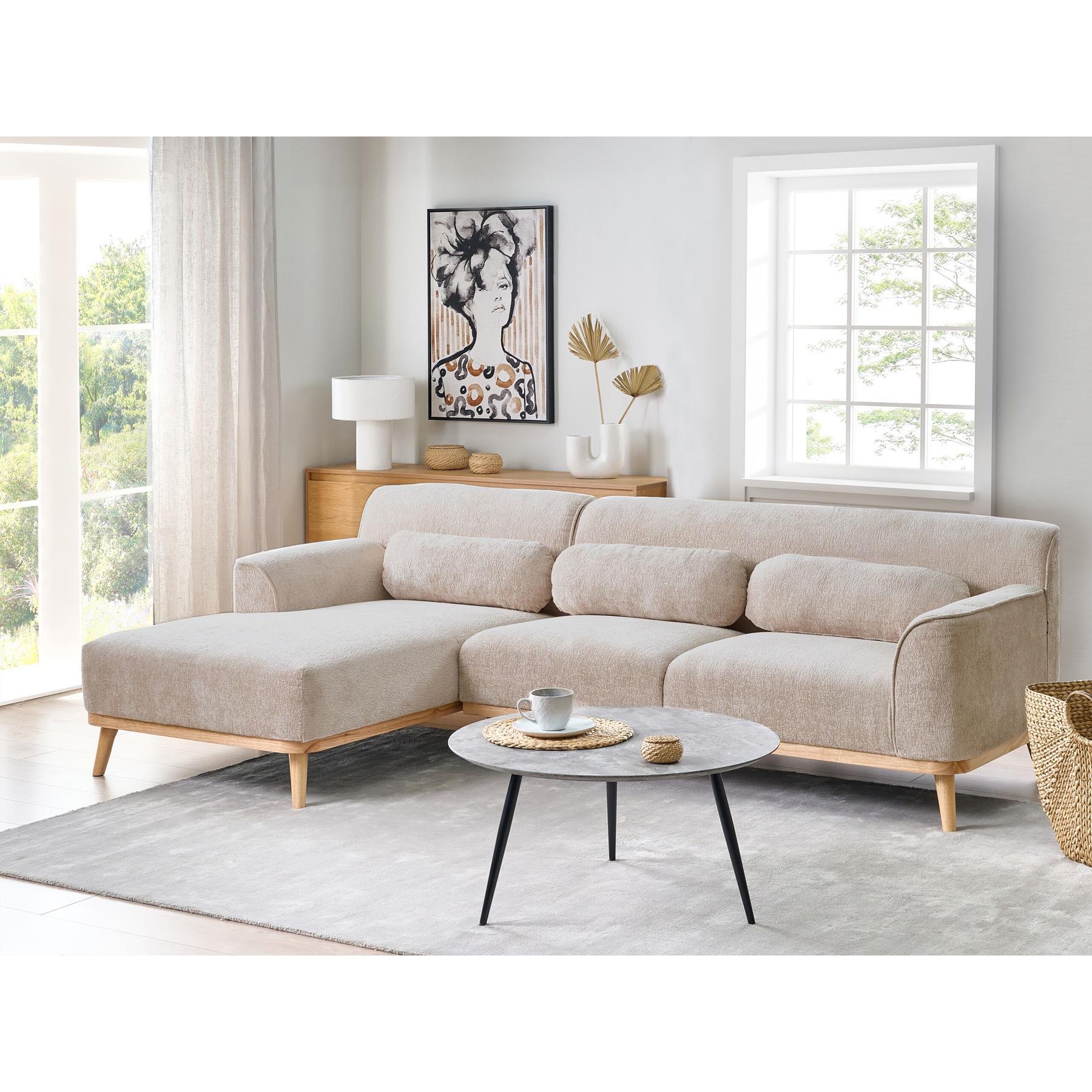 Beliani - SIMOS - Hoekbank - Beige - Rechtszijdig - Chenille