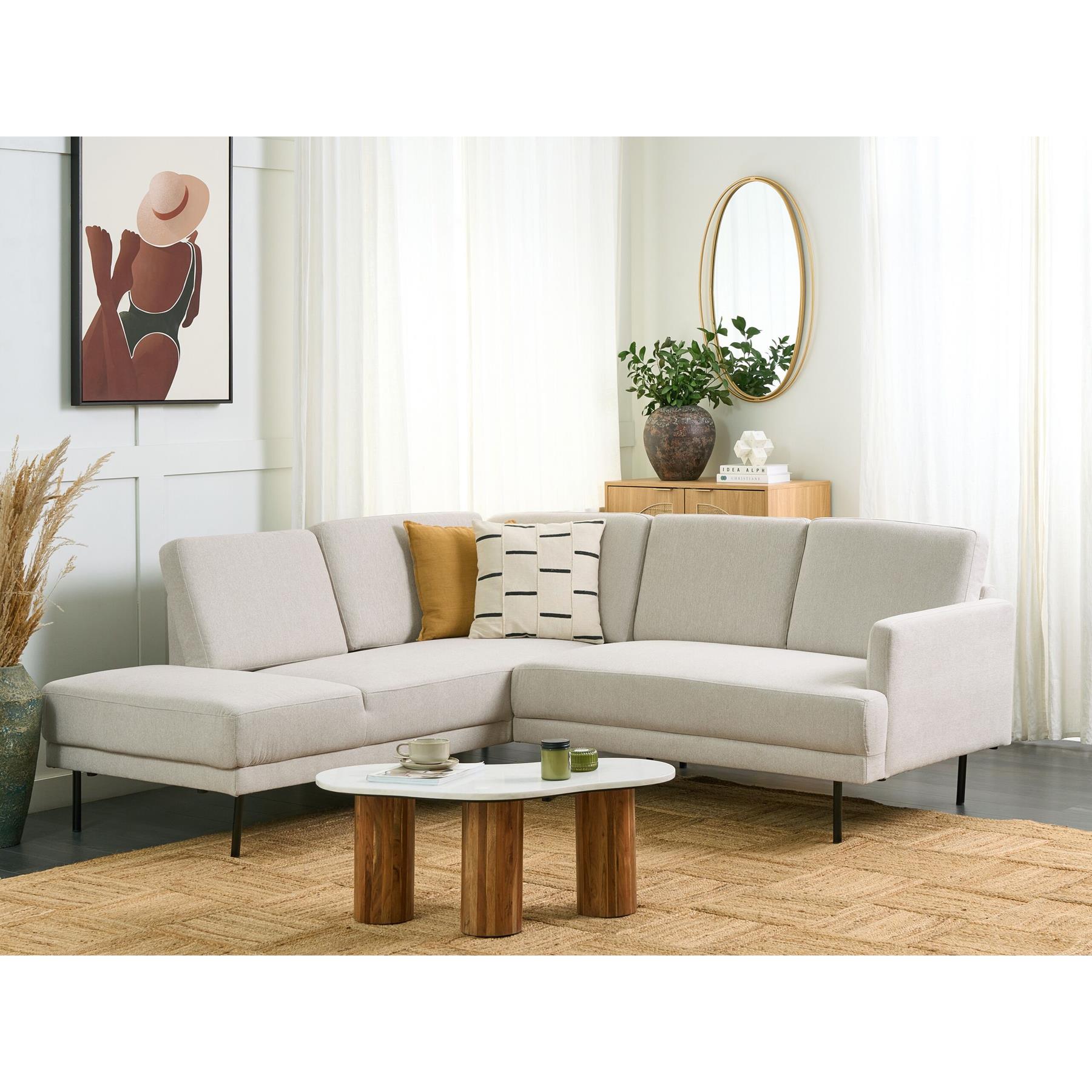 Beliani - BREDA - Hoekbank 4-zits - Beige - Rechtszijdig - Polyester