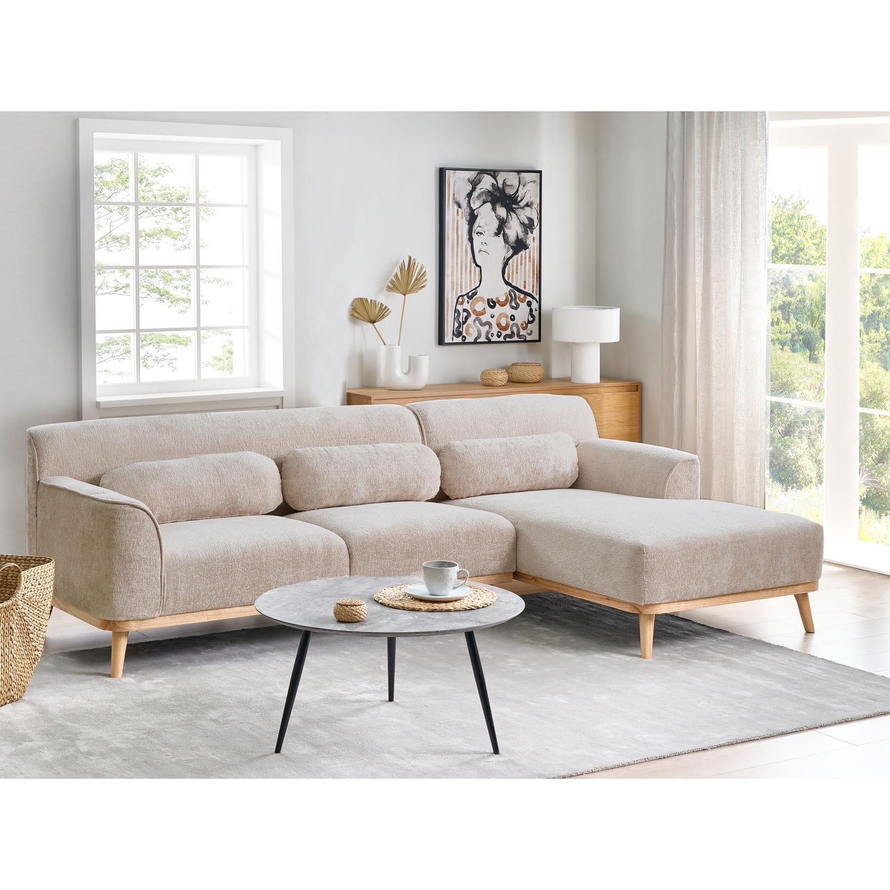 Beliani - SIMOS - Hoekbank - Beige - Linkszijdig - Chenille