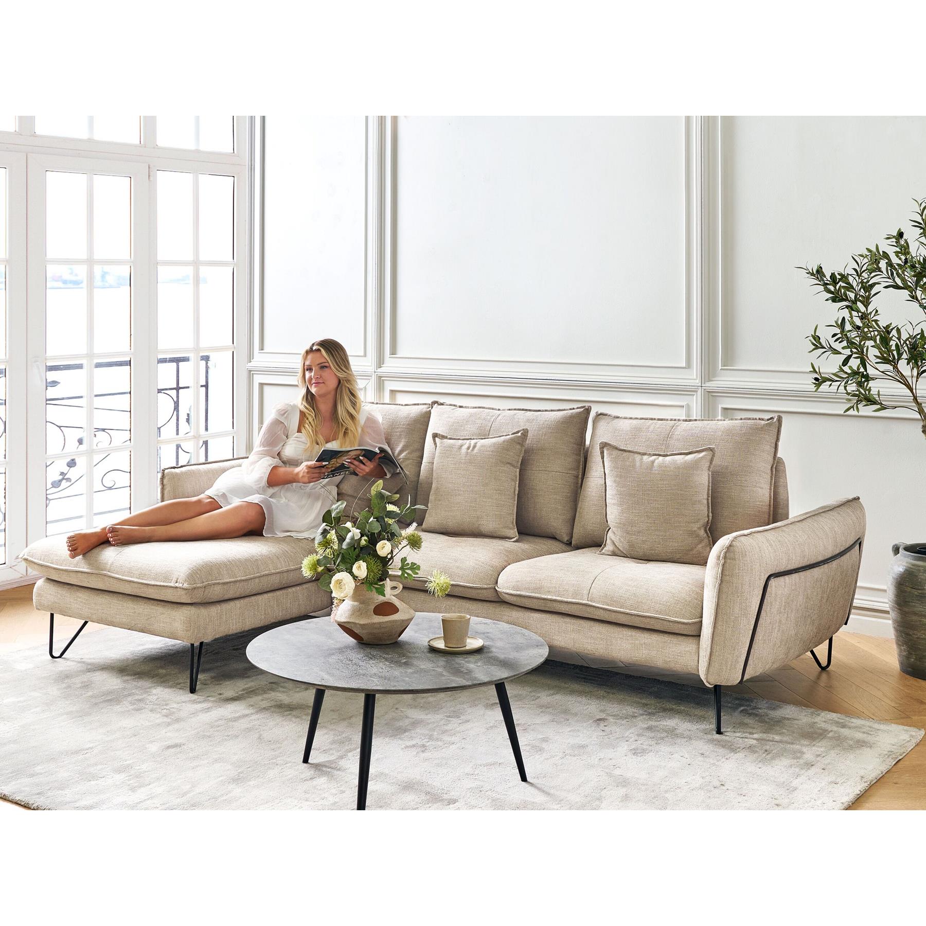 Beliani - SERSAN - Hoekbank - Beige - Rechtszijdig - Chenille
