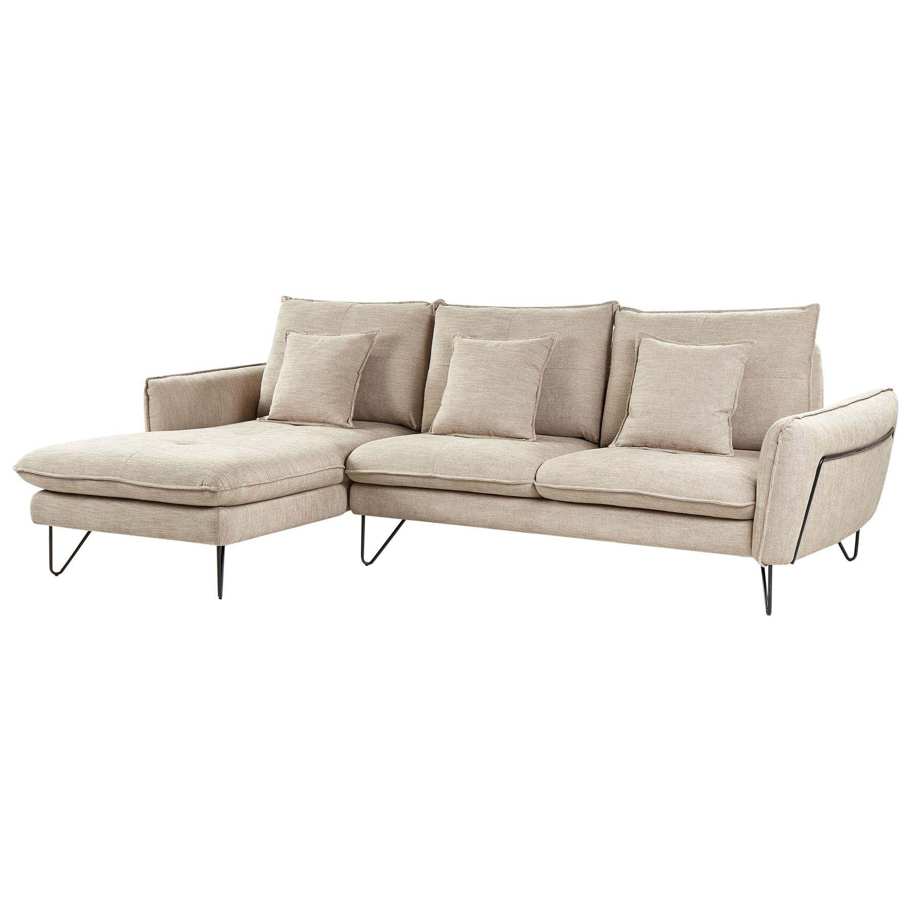 Beliani - SERSAN - Hoekbank - Beige - Rechtszijdig - Chenille