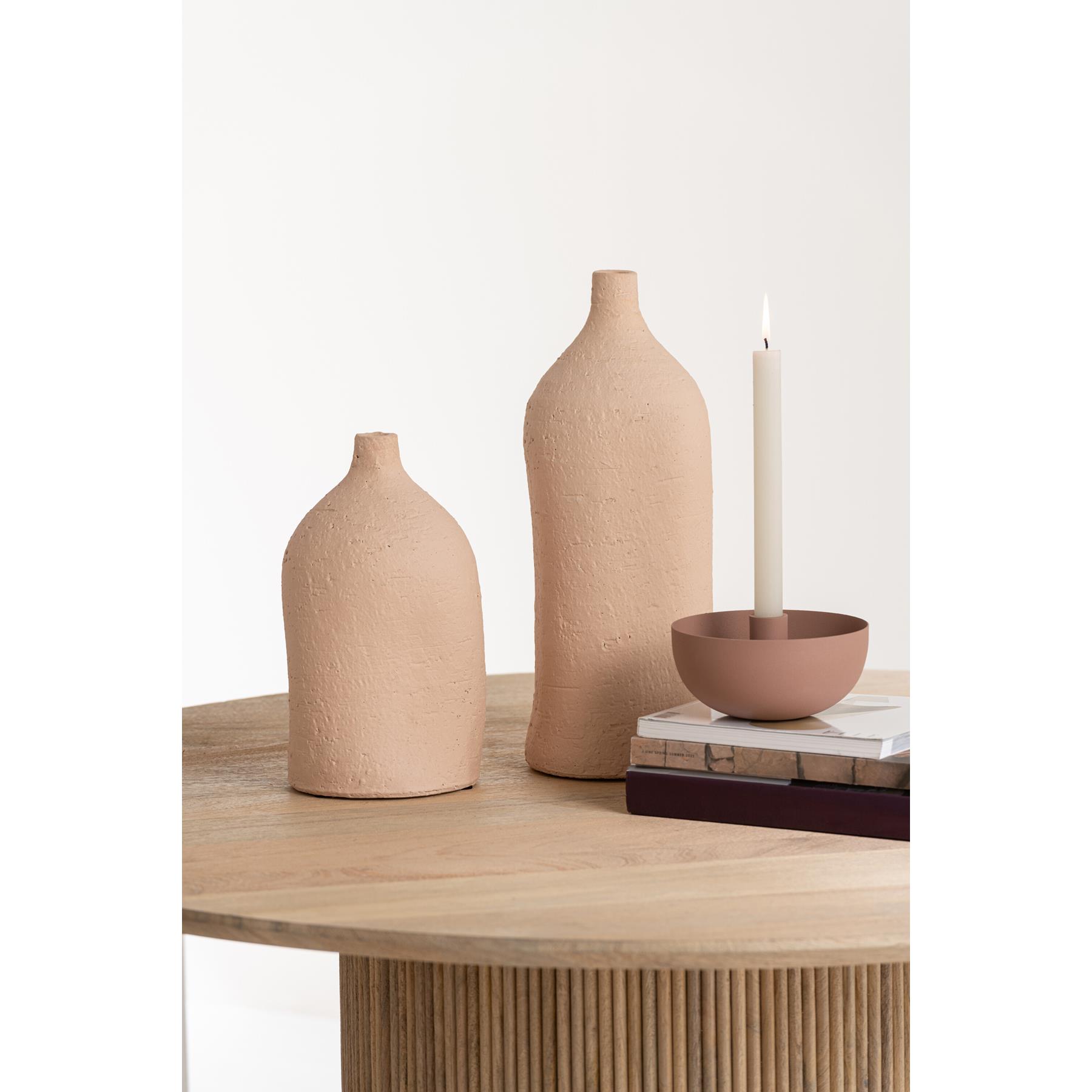 J-Line vaas Enya Fles - keramiek - beige - large - 40 cm hoog