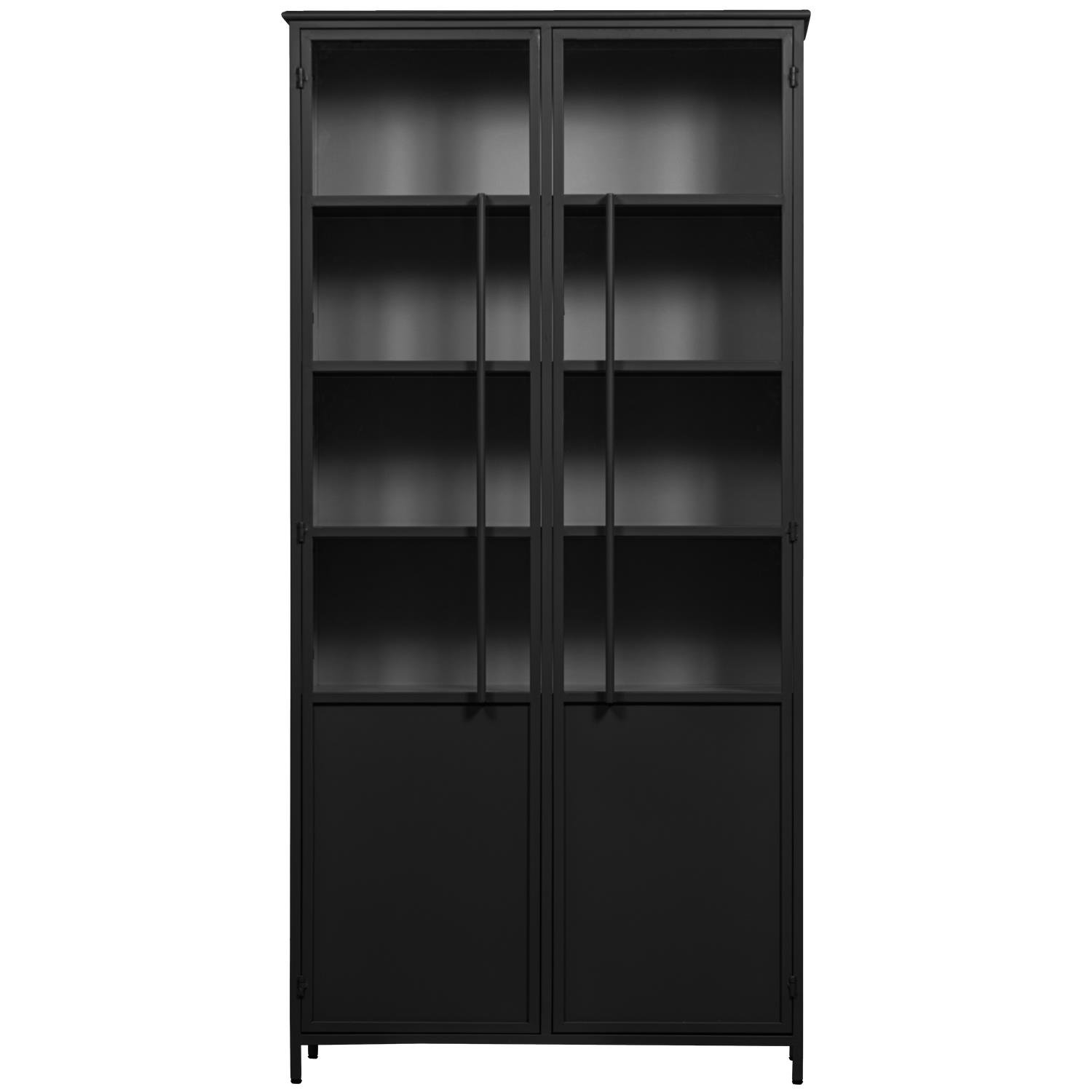 WOOOD 2-deurs vitrinekast XL Exhibit - Metaal - Zwart - 200x99x44 cm