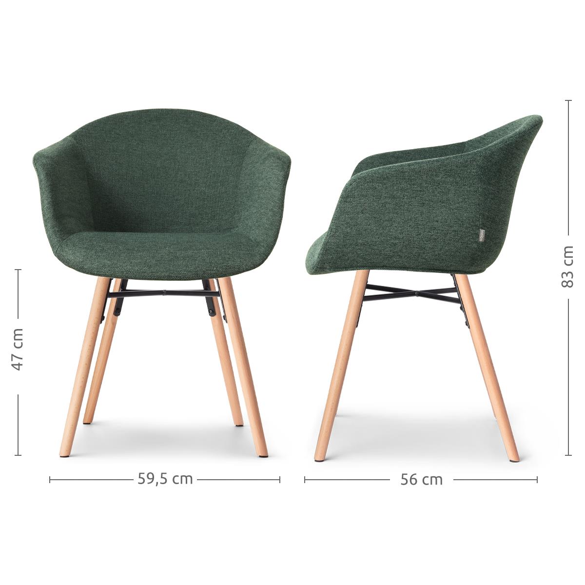 Nolon Nena-Otis Eetkamerstoelen Set van 2 - Donkergroen - Houten Poten