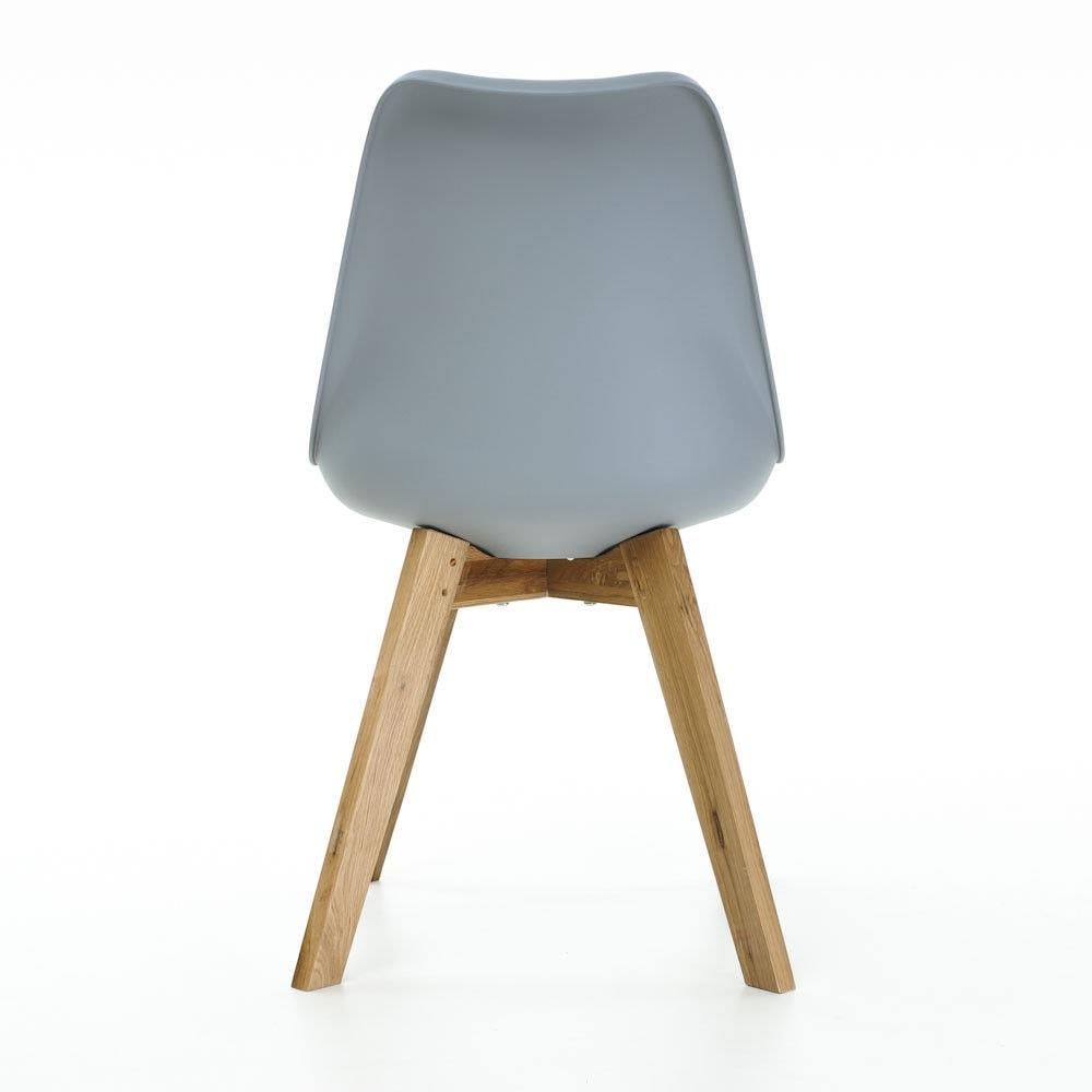 Essence Madera eetkamerstoel lichtgrijs - Houten onderstel - Set van 4
