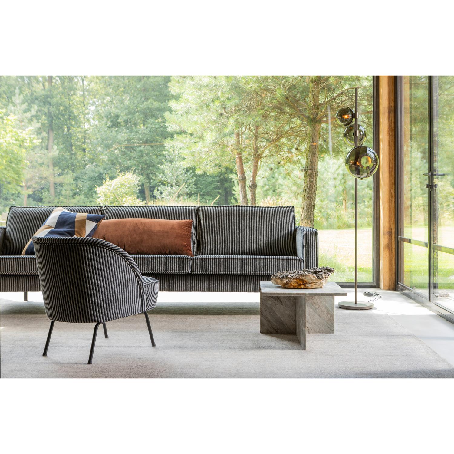 BePureHome 3-zits bank Rodeo - Streep - Zwart|Grijs - 85x277x86 cm,