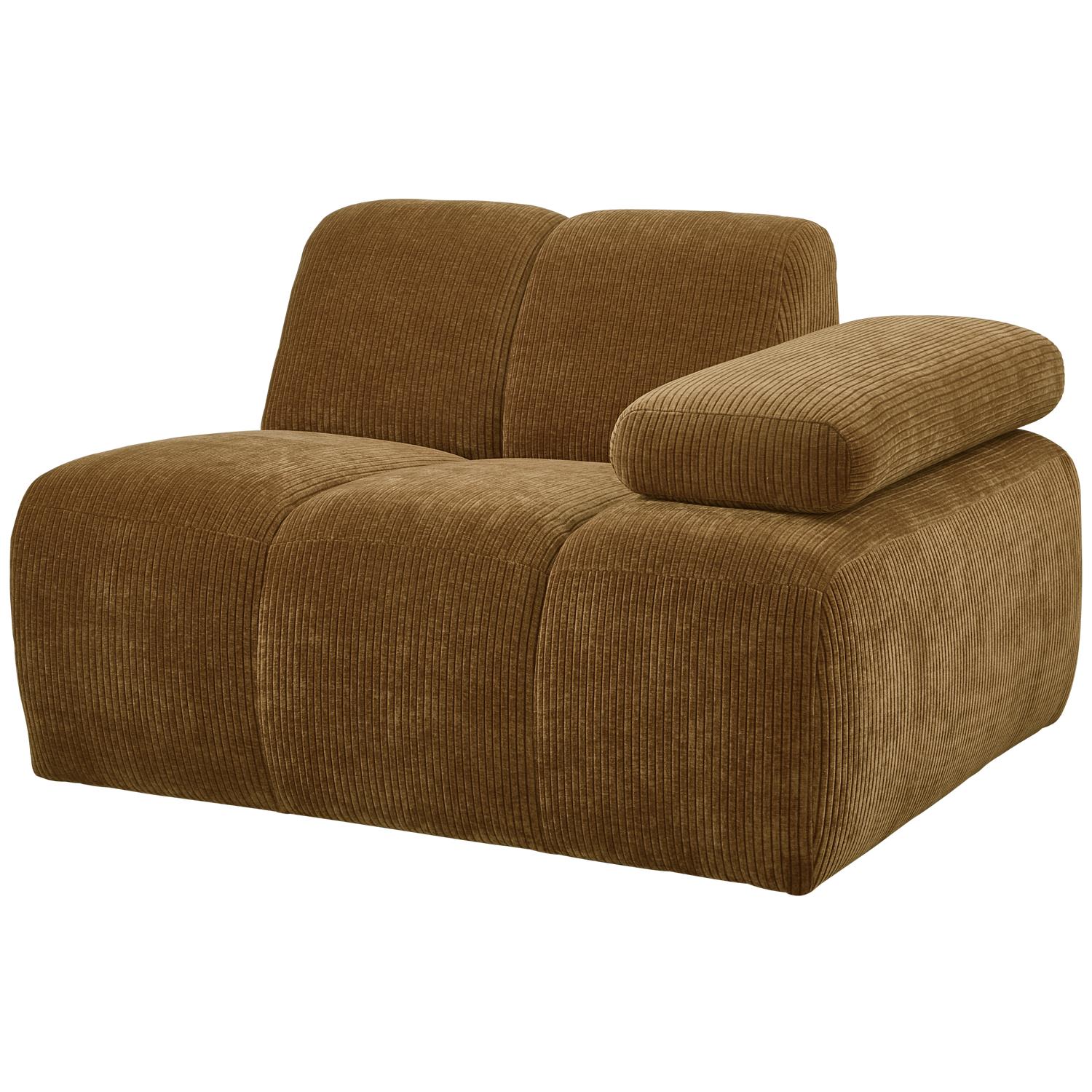 WOOOD Mojo 1-Zits Bank Met Arm Rechts - Ribstof - Geel - 74x120x97
