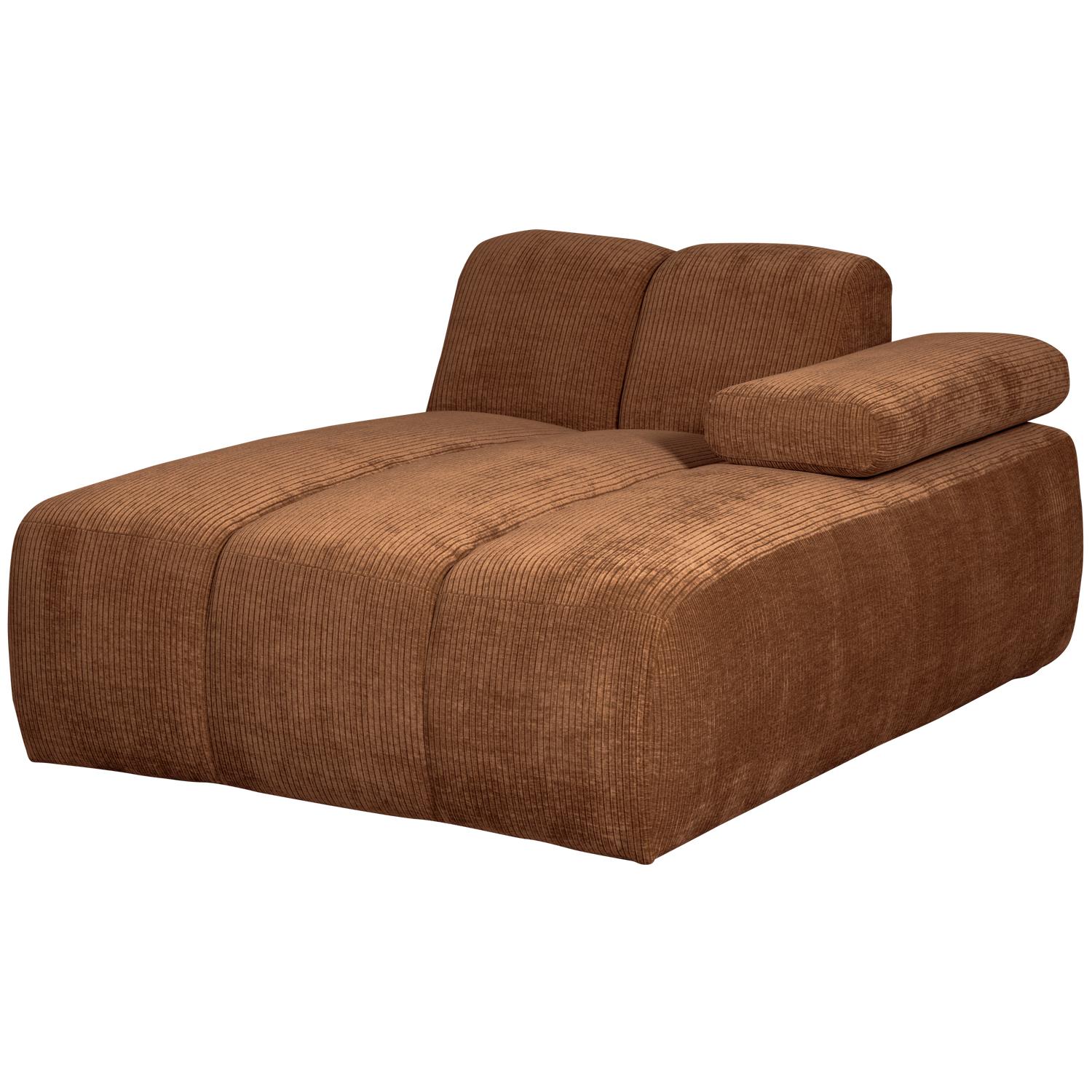 WOOOD Mojo Chaise Longue Elementenbank Rechts - Ribstof - Roest Bruin