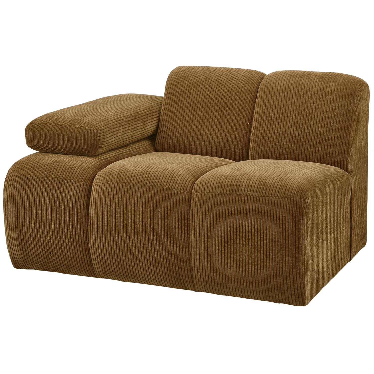 WOOOD Mojo 1-Zits Bank Met Arm Links - Ribstof - Geel - 74x120x97