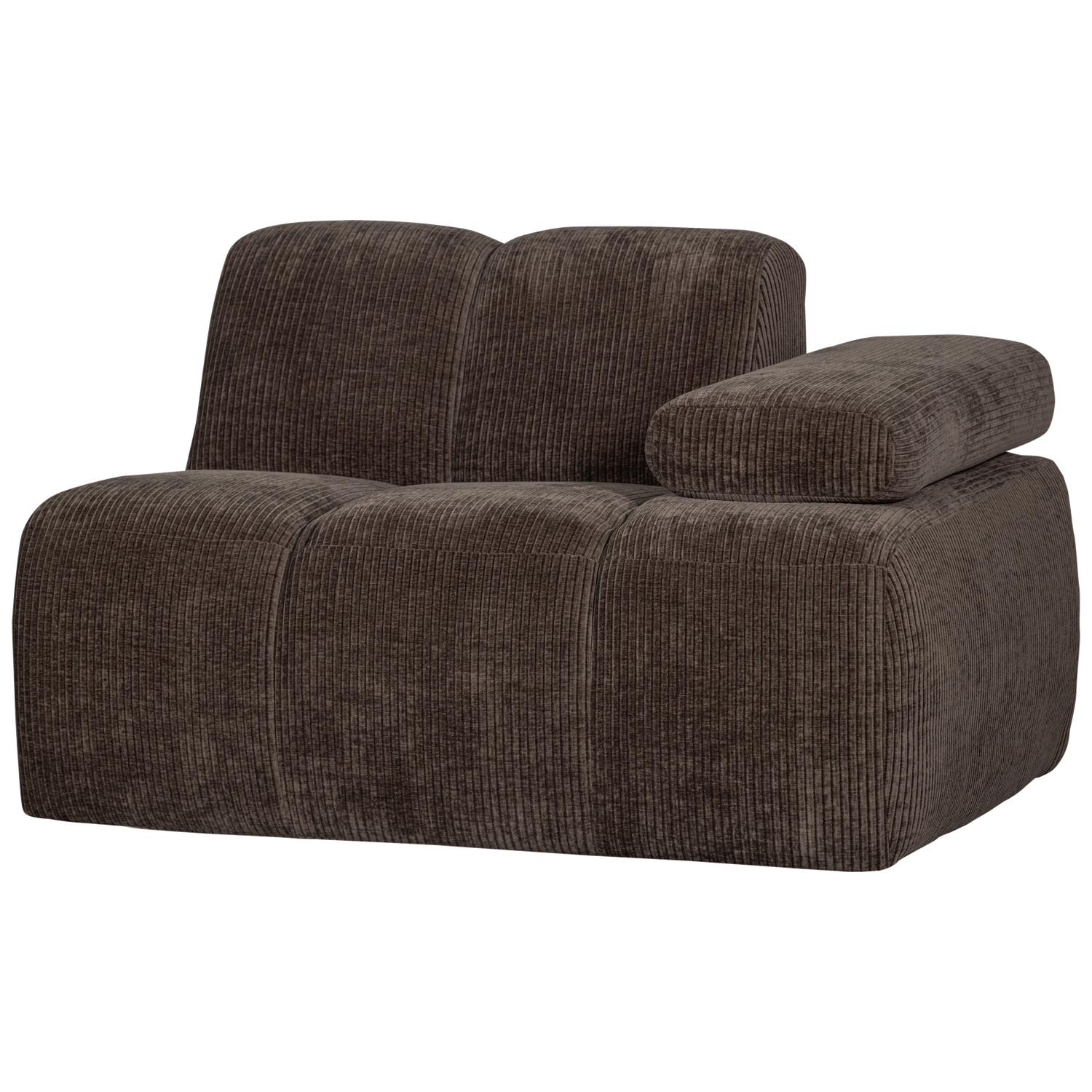WOOOD Mojo 1-Zits Bank Met Arm Rechts - Ribstof - Bruin - 74x120x97