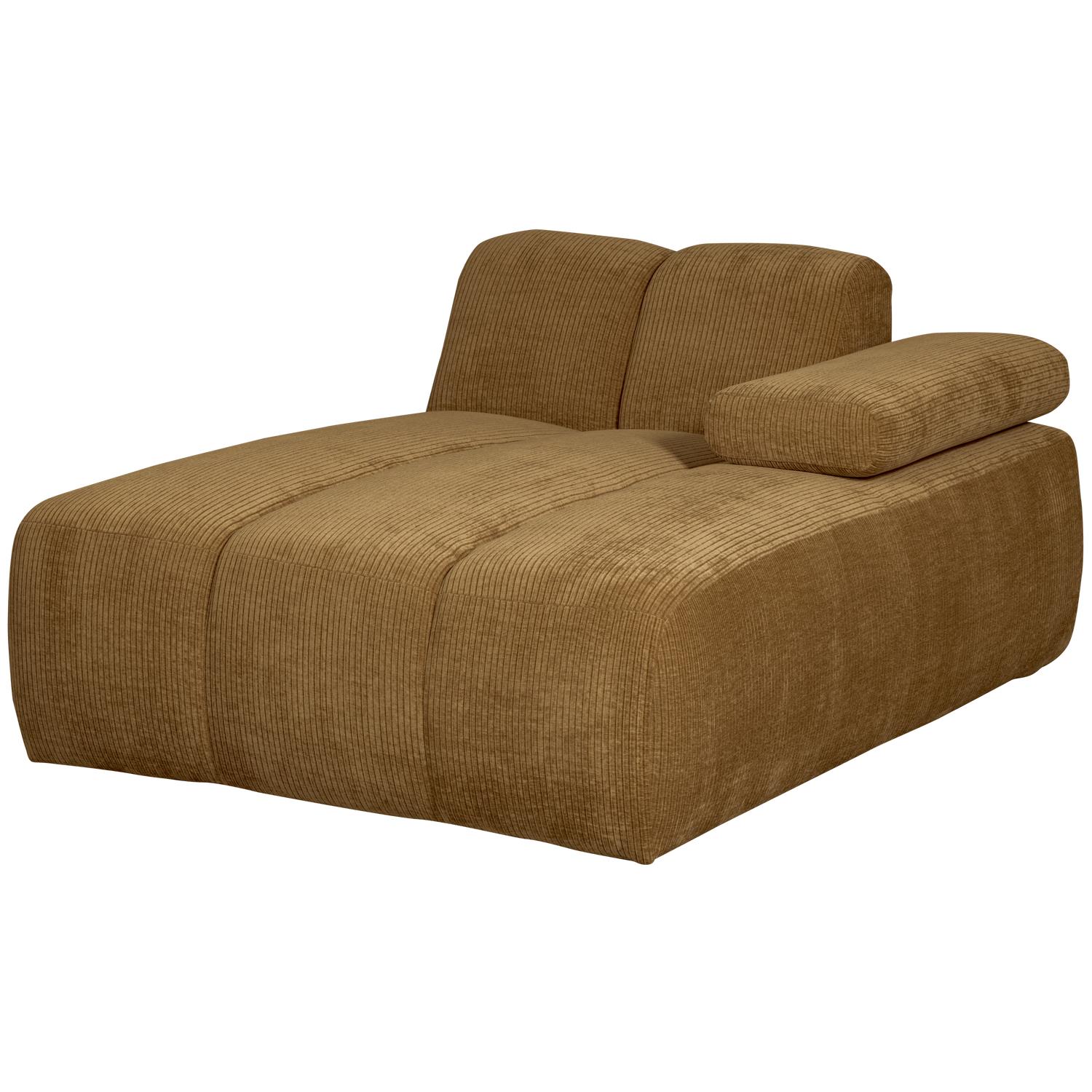 WOOOD Mojo Chaise Longue Elementenbank Rechts - Ribstof - Honing Geel