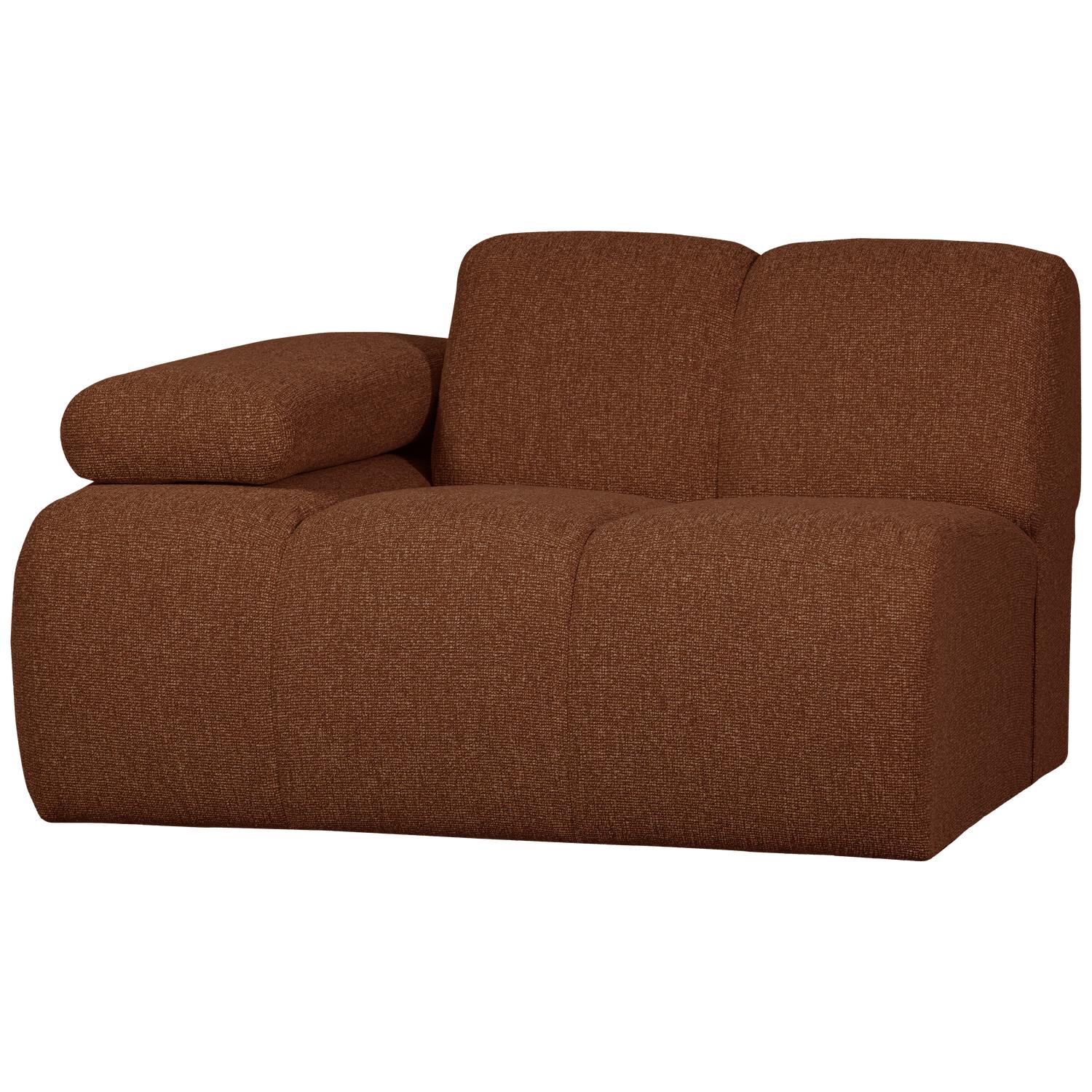 WOOOD Mojo 1-Zits Bank Met Arm Links - Bouclé - Roest Bruin Melange