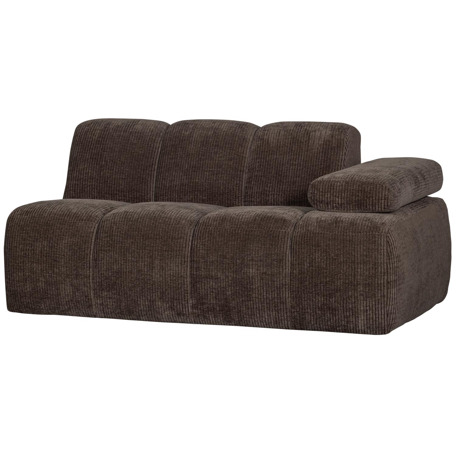 WOOOD Mojo 1,5-Zits Bank Met Arm Rechts - Ribstof - Bruin -74x160x67